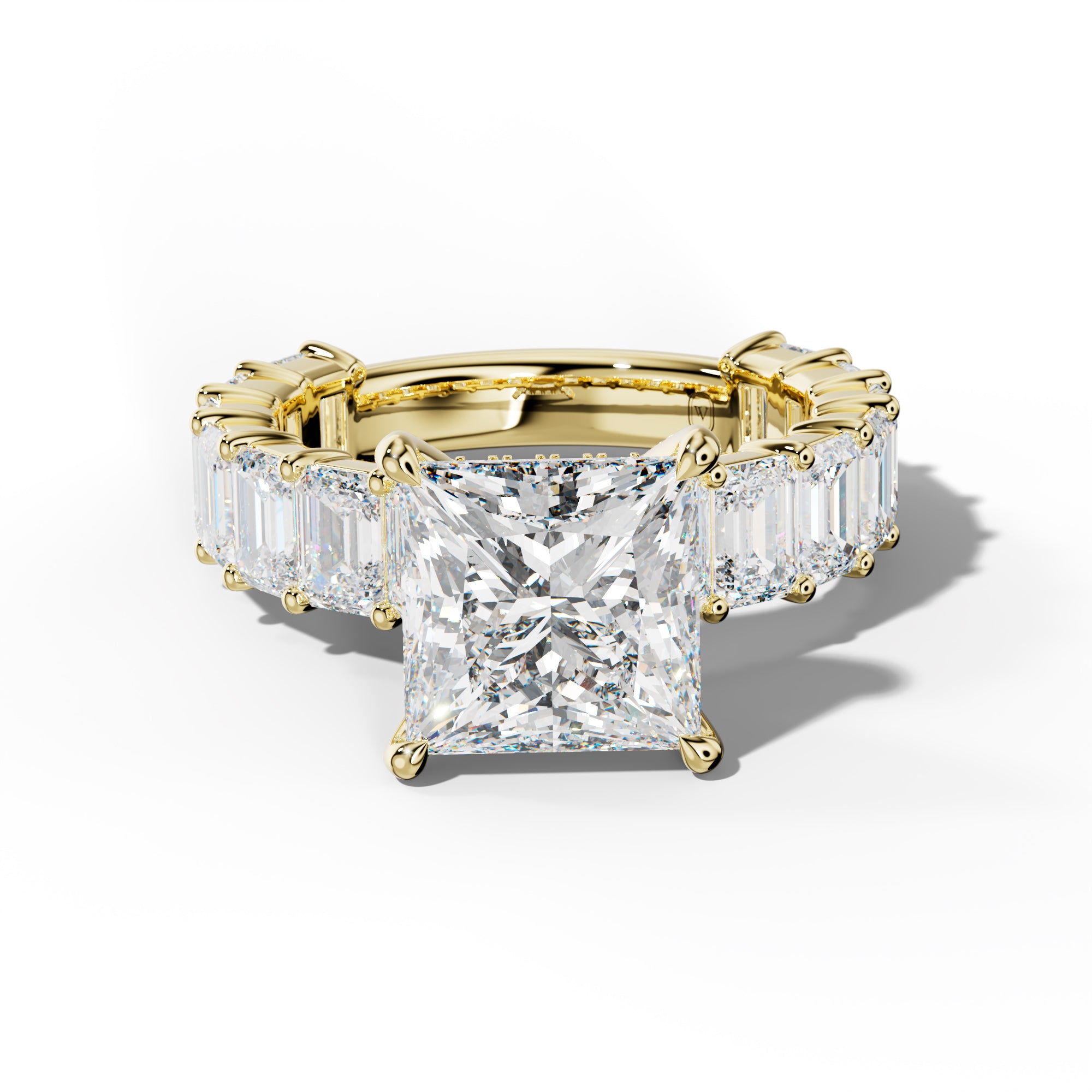 Keira Princess Cut Engagement Ring With Emerald Cut Side Stones