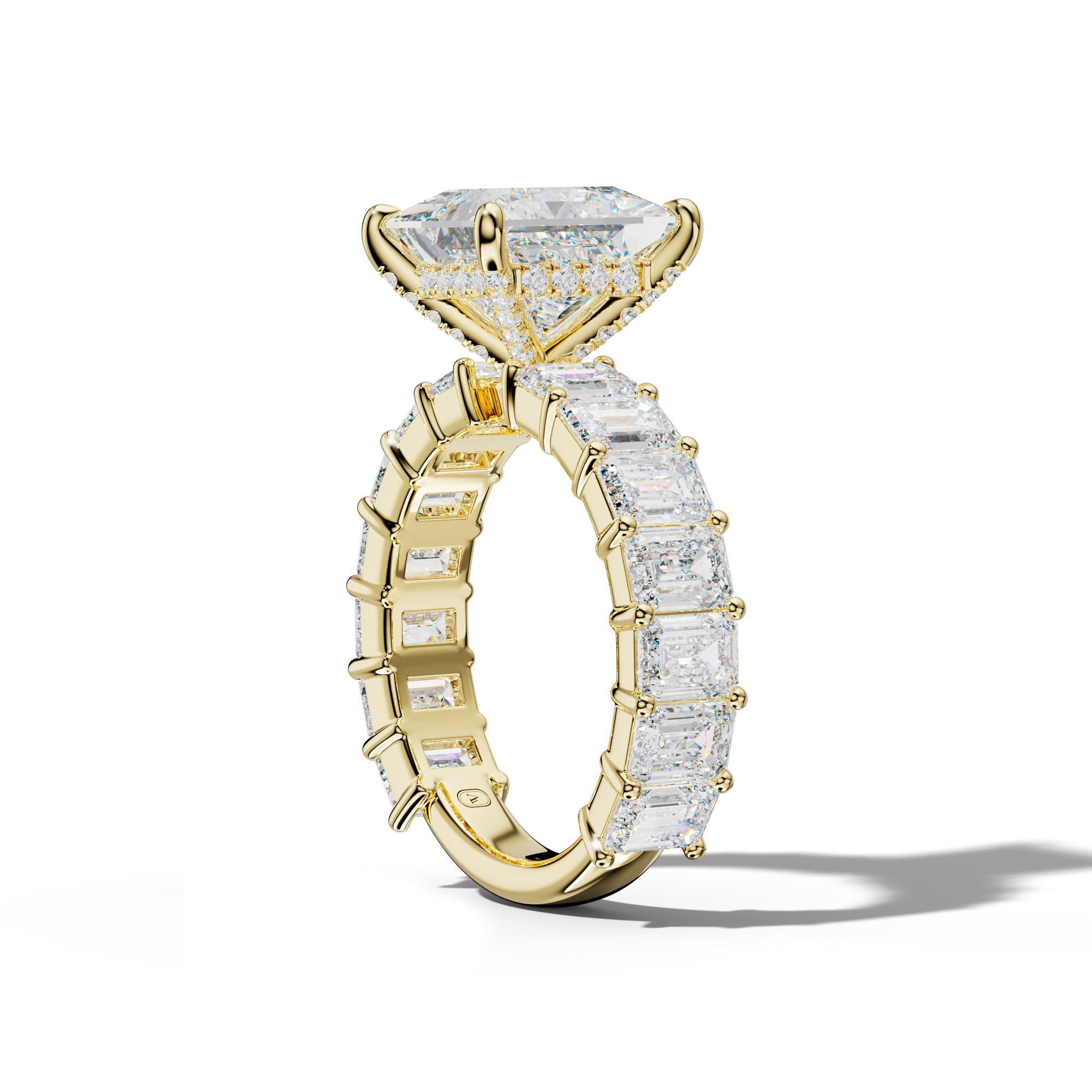 Keira Princess Cut Engagement Ring With Emerald Cut Side Stones
