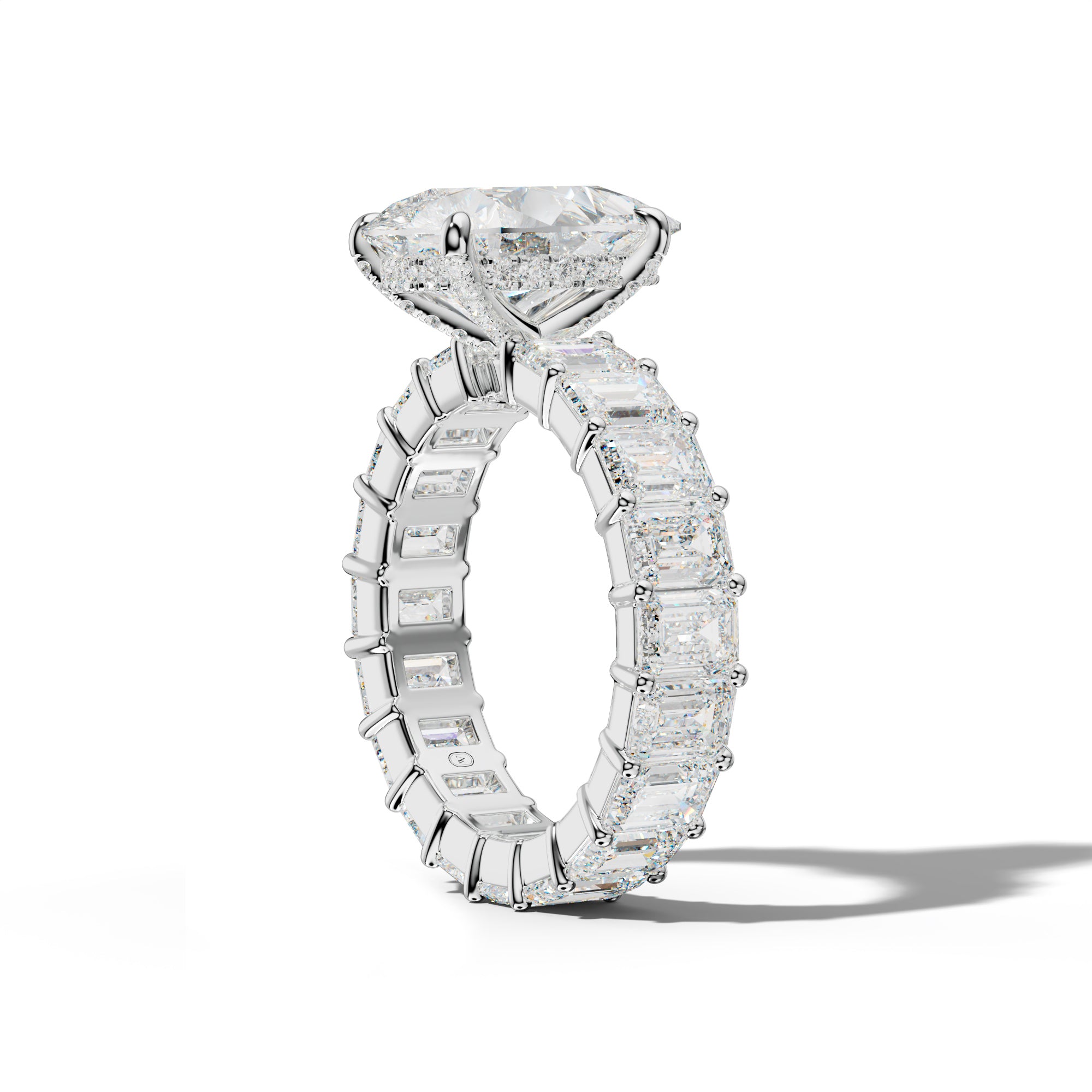Willow Pear Shape Engagement Ring With Emerald Cut Side Stones