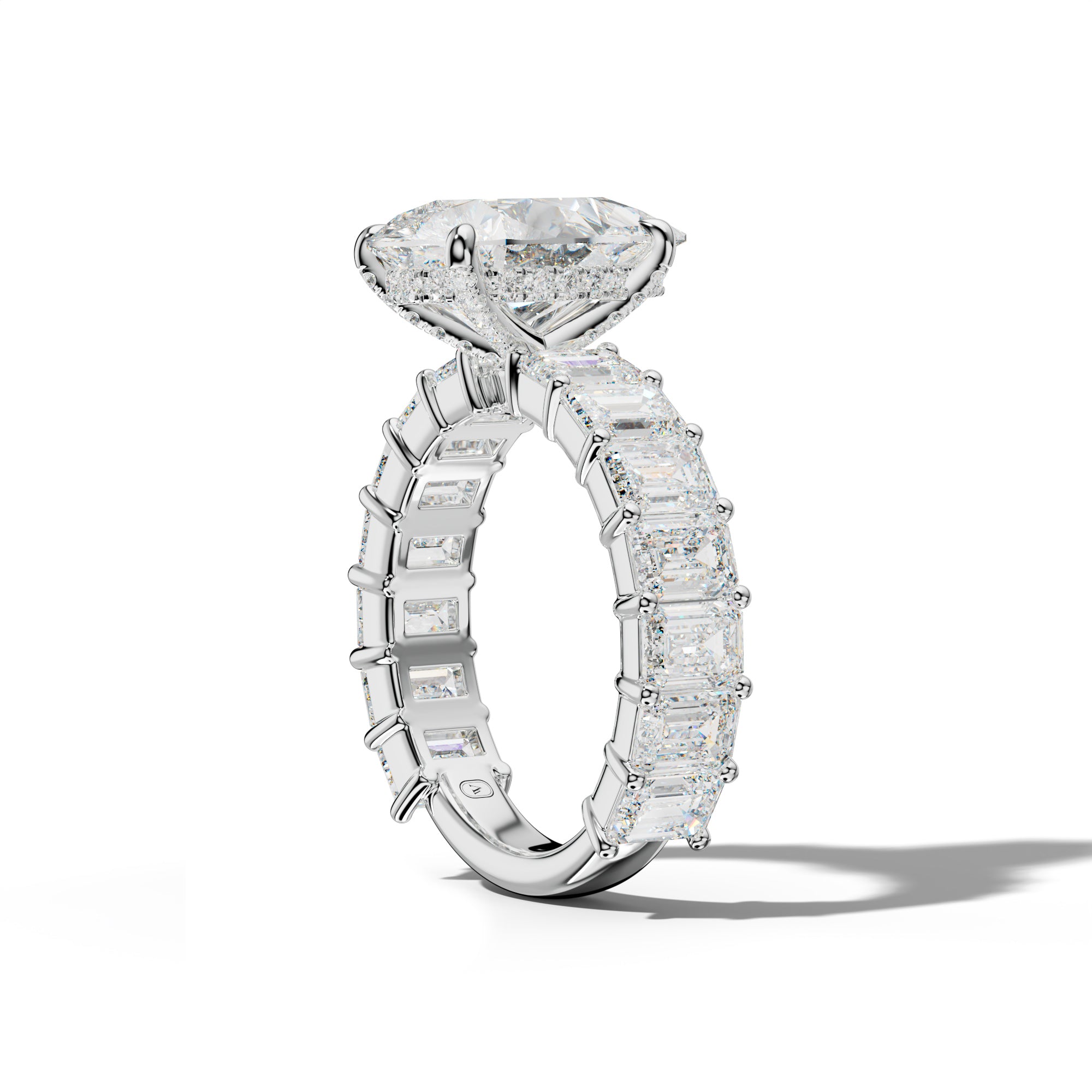 Keira Pear Shape Engagement Ring With Emerald Cut Side Stones