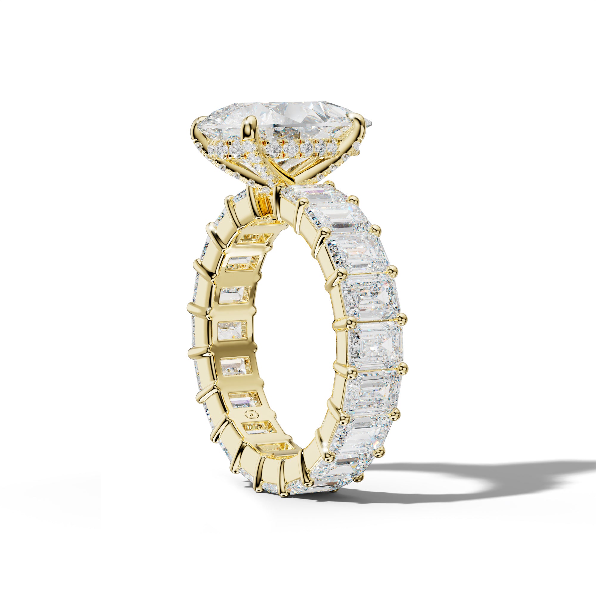Willow Pear Shape Engagement Ring With Emerald Cut Side Stones