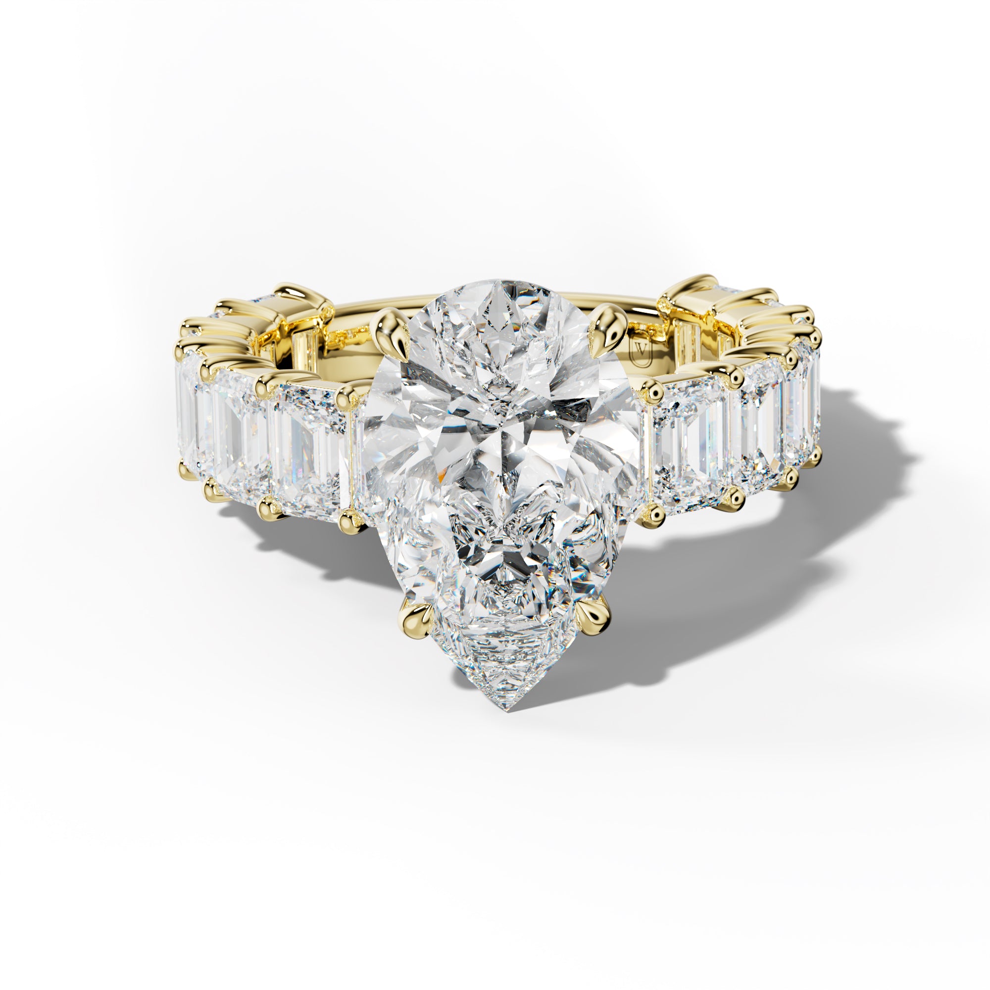 Keira Pear Shape Engagement Ring With Emerald Cut Side Stones