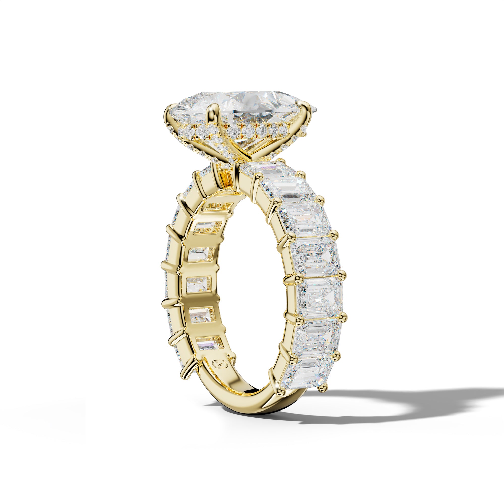 Keira Pear Shape Engagement Ring With Emerald Cut Side Stones