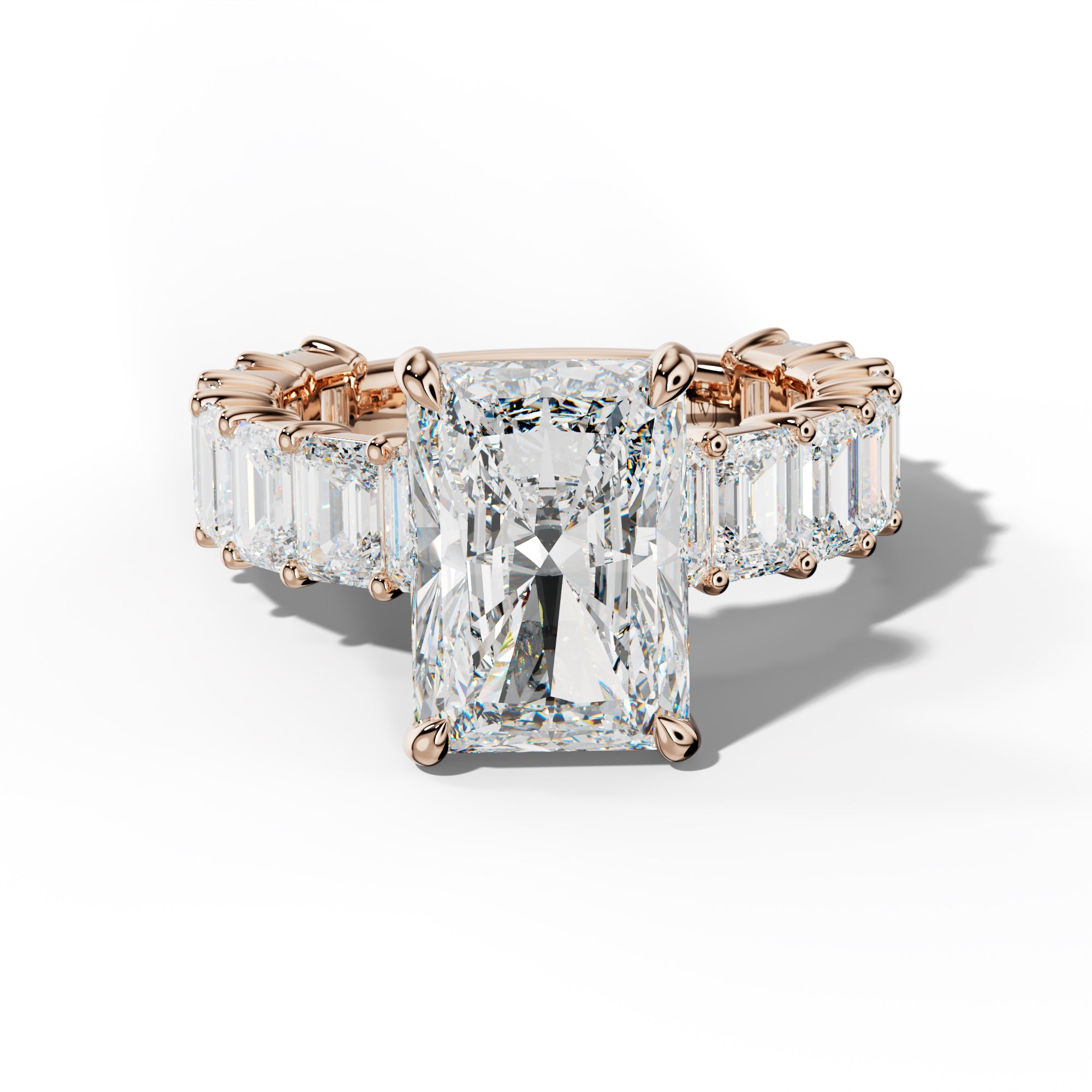 Keira Radiant Diamond Engagement Ring With Emerald Cut Side Stones