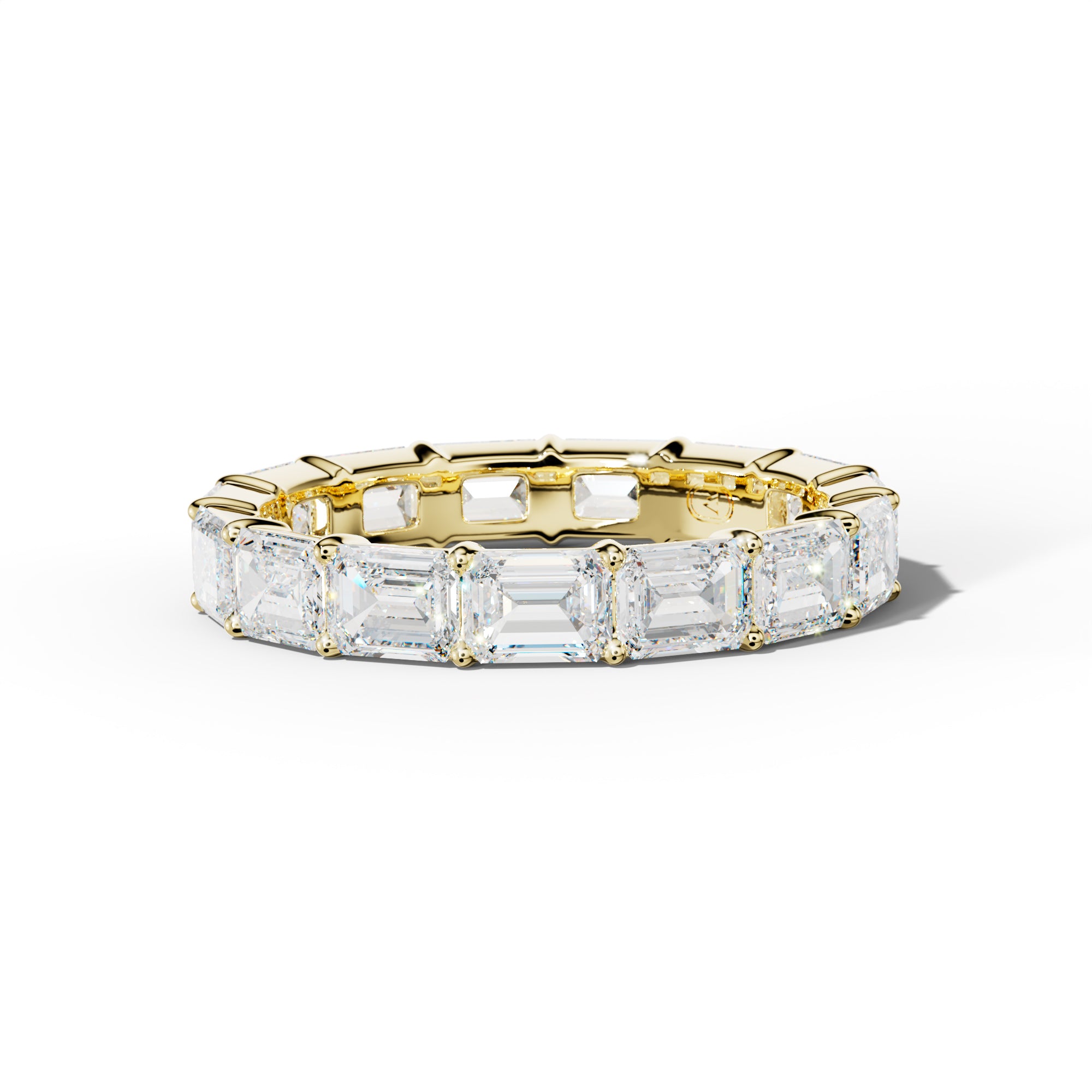 4.0 Carat East West Emerald Cut Diamond Eternity Band Shared Prong  Low-Set Design