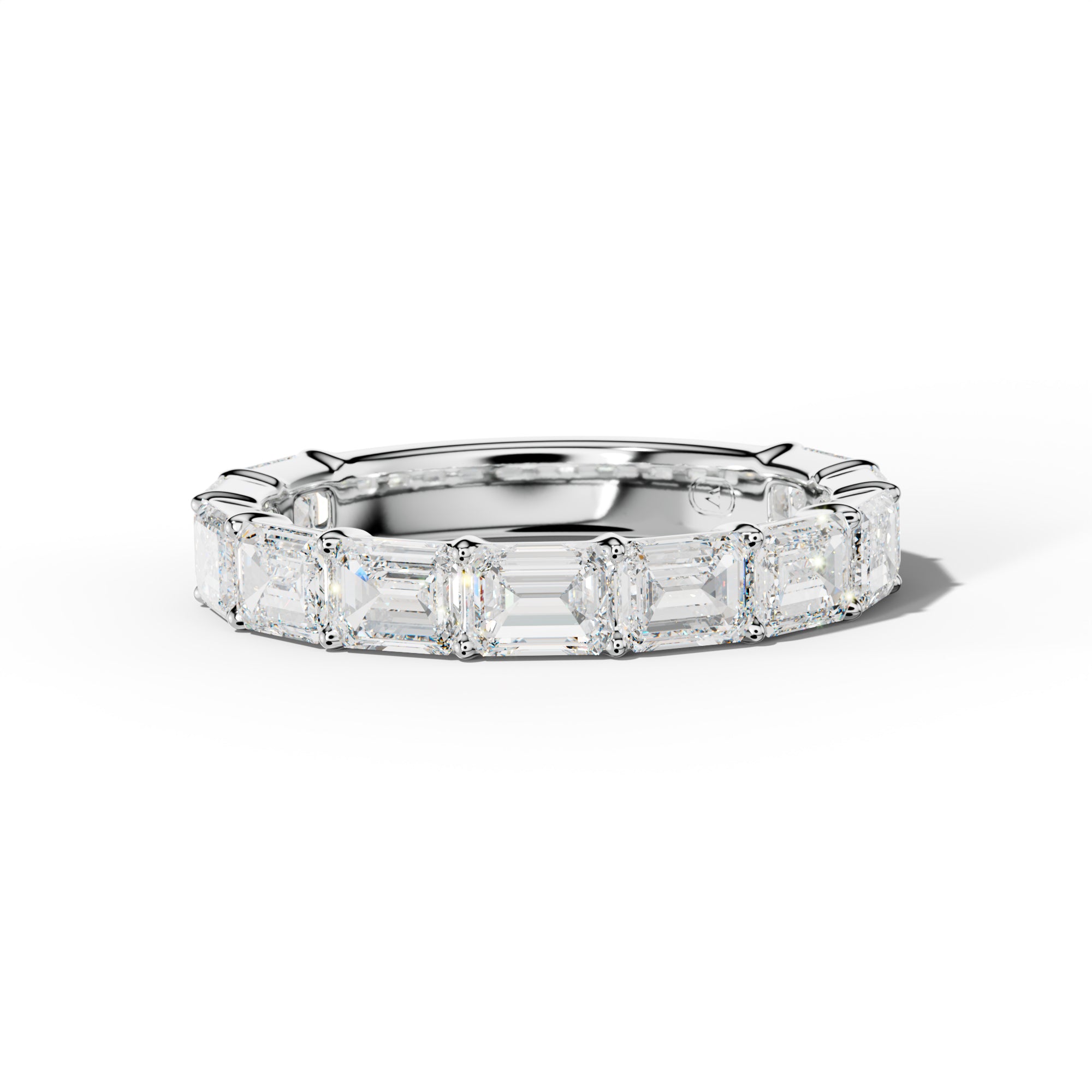 3.0 Carat East West Emerald Cut Diamond 3/4 Anniversary Band Shared Prong  Low-Set Design  Low-Set Design