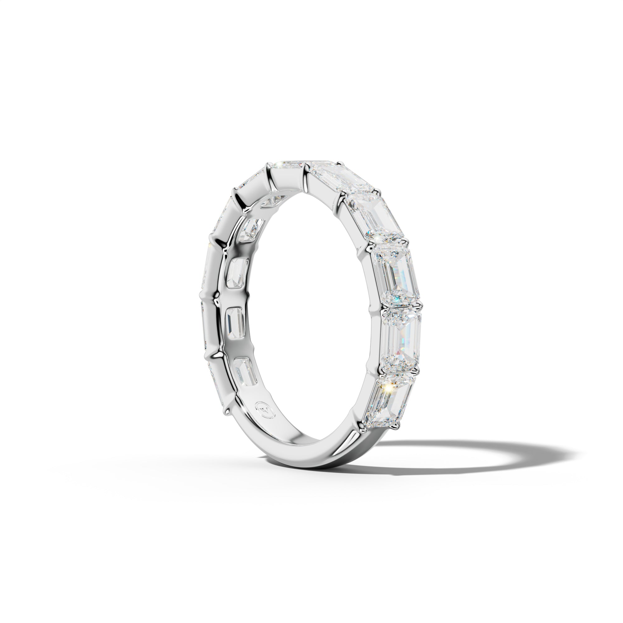 3.0 Carat East West Emerald Cut Diamond 3/4 Anniversary Band Shared Prong  Low-Set Design  Low-Set Design