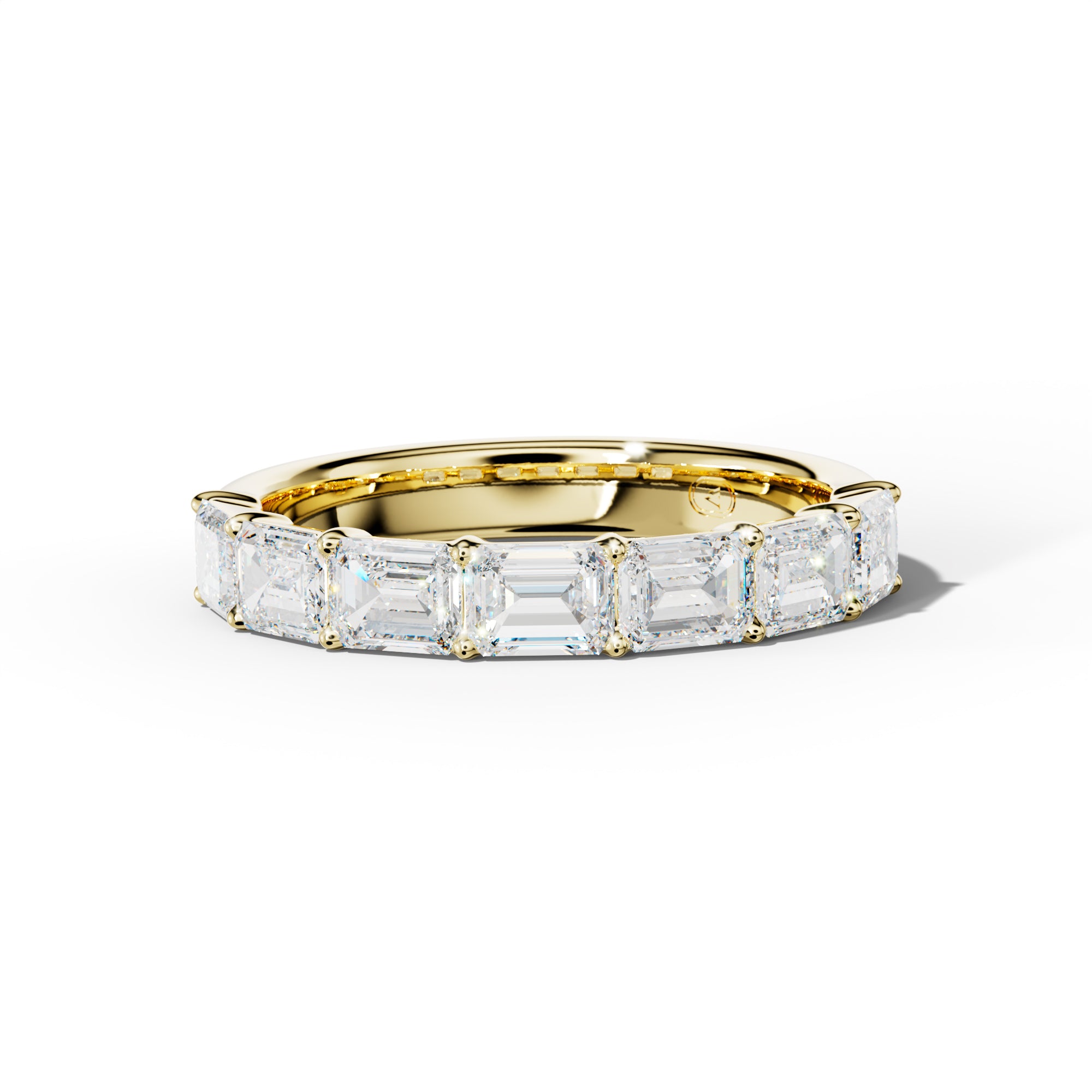 2.0 Carat East West Emerald Cut Diamond Half Anniversary Band Shared Prong  Low-Set Design