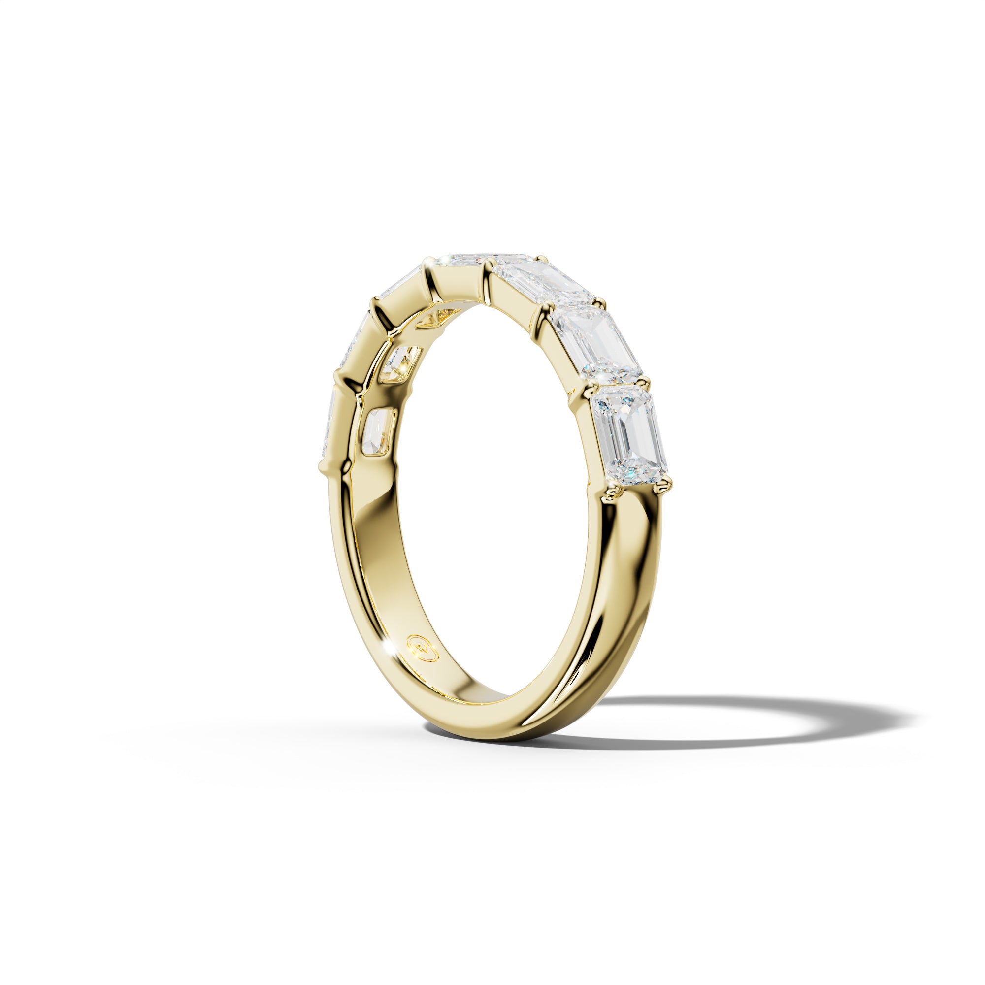 2.0 Carat East West Emerald Cut Diamond Half Anniversary Band Shared Prong  Low-Set Design