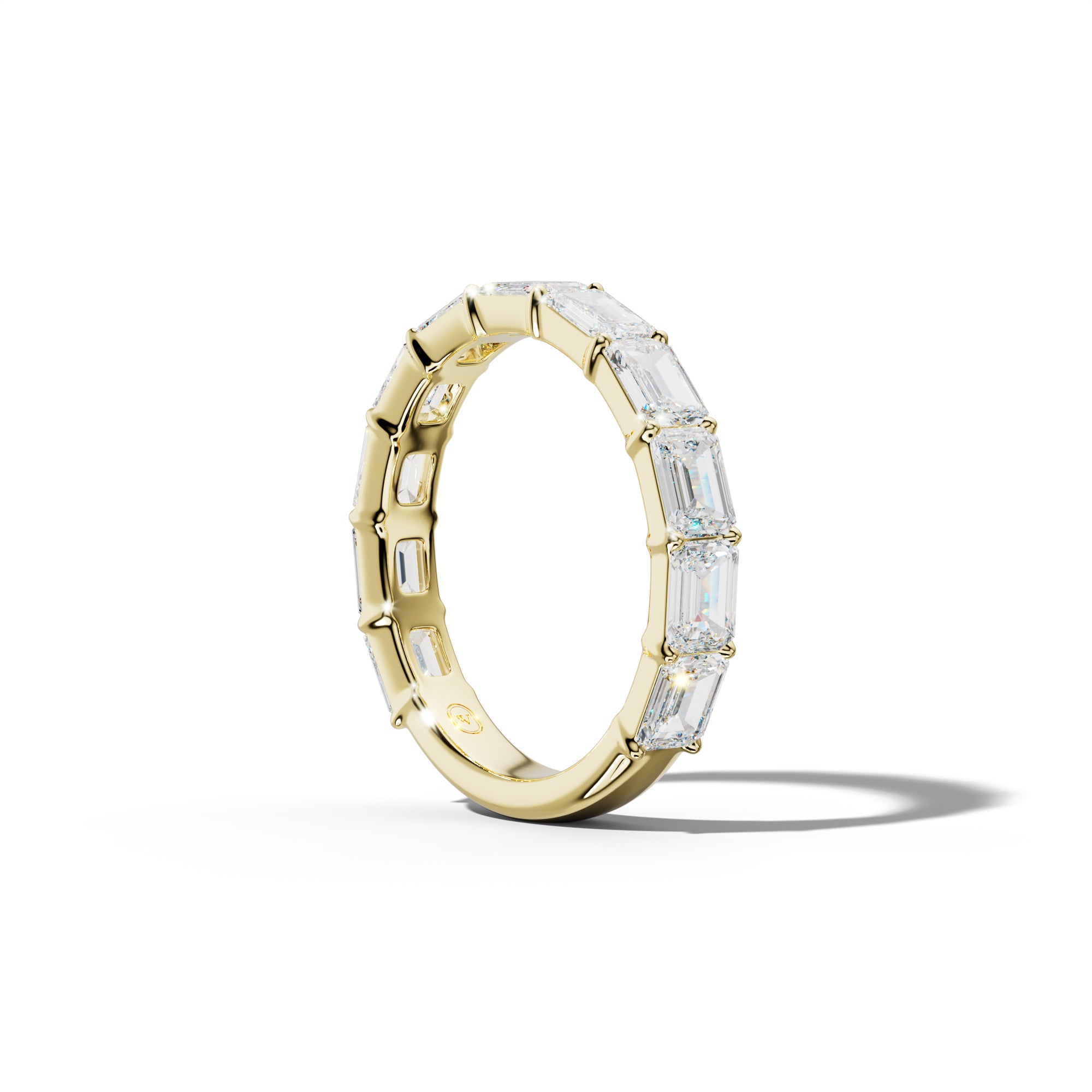 3.0 Carat East West Emerald Cut Diamond 3/4 Anniversary Band Shared Prong  Low-Set Design  Low-Set Design