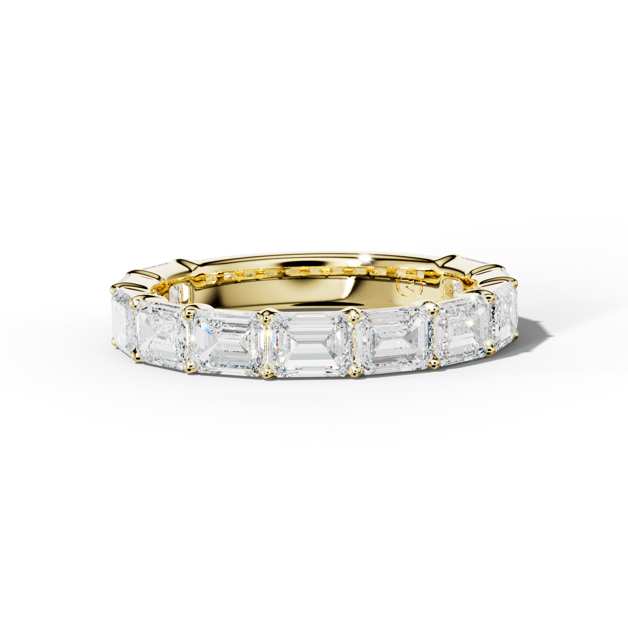 3.0 Carat East West Emerald Cut Diamond 3/4 Anniversary Band Shared Prong  Low-Set Design  Low-Set Design