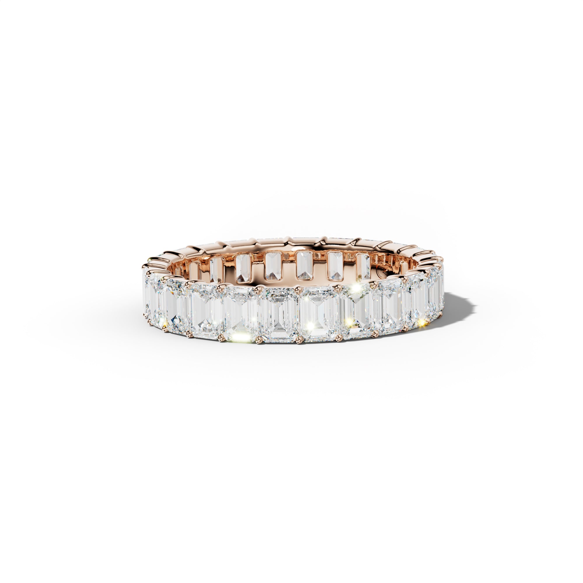 4.0 Carat Emerald Cut Diamond Eternity Band Shared Prong  Low-Set Design