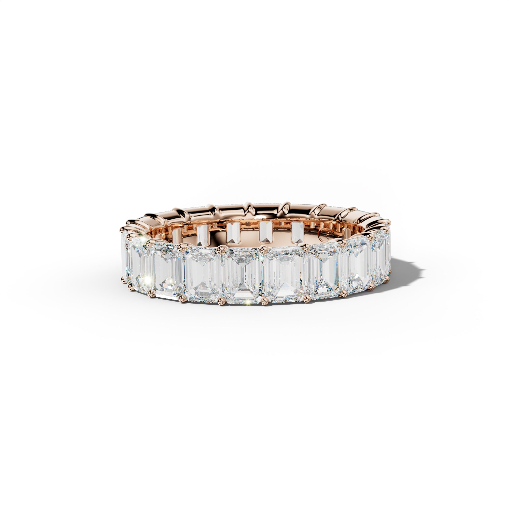 6.0 Carat Emerald Cut Diamond Eternity Band Shared Prong  Low-Set Design