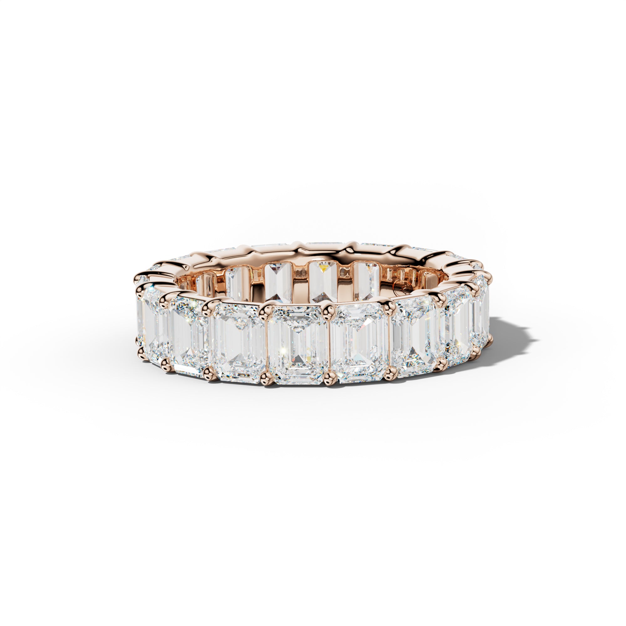 8.0 Carat Emerald Cut Diamond  Eternity Band Shared Prong Low-Set Design
