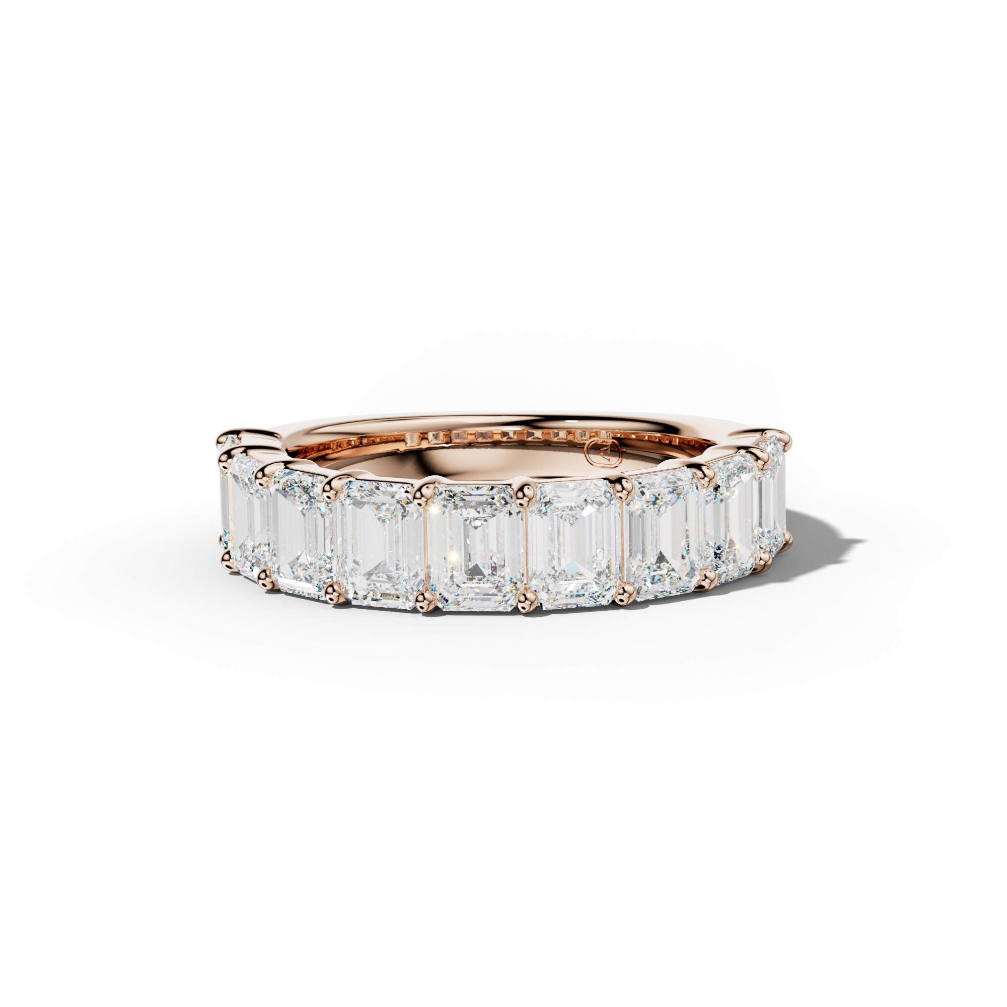 4.0 Carat Emerald Cut Diamond Half Anniversary Band Shared Prong  Low-Set Design