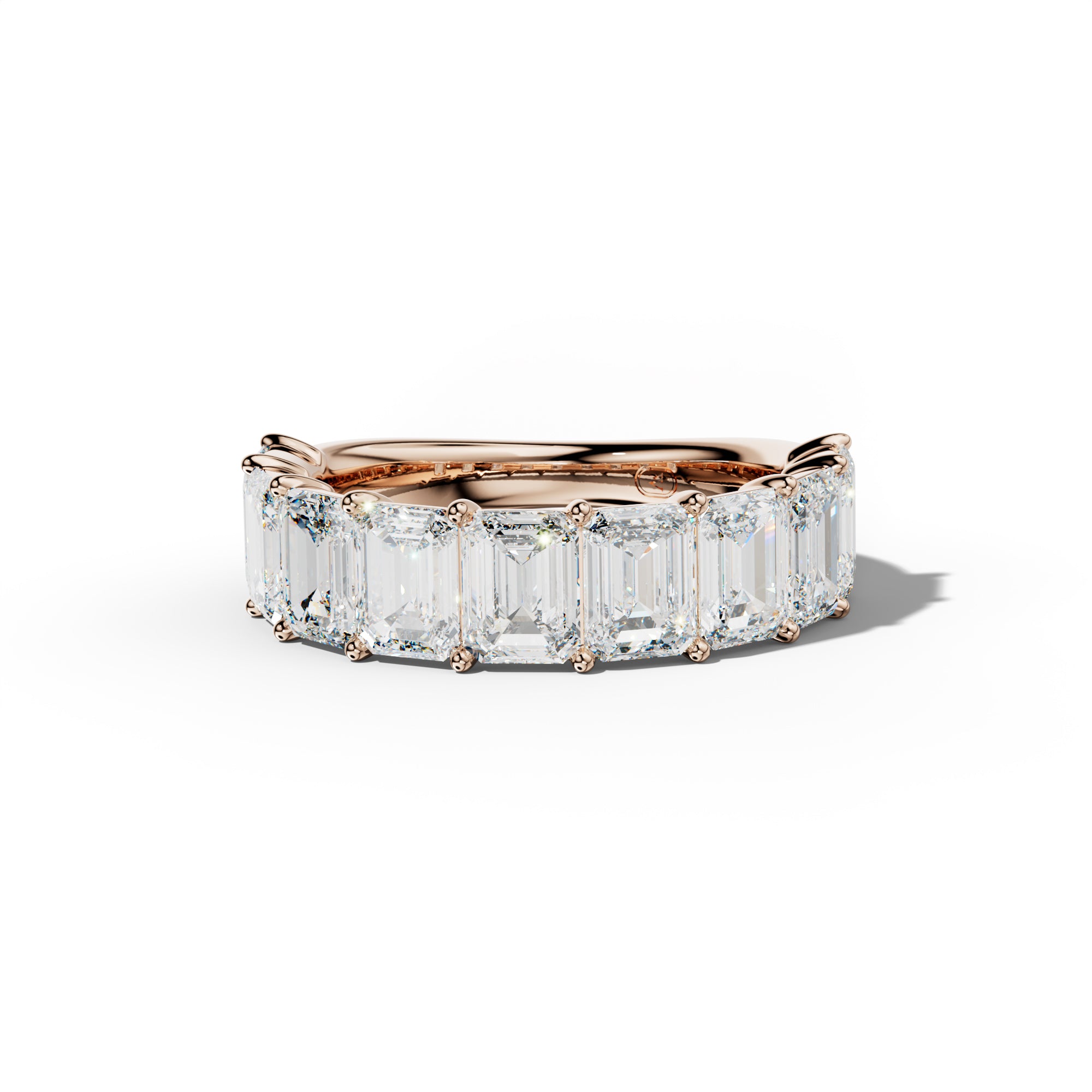 5.0 Carat Emerald Cut Diamond Half Anniversary Band Shared Prong  Low-Set Design