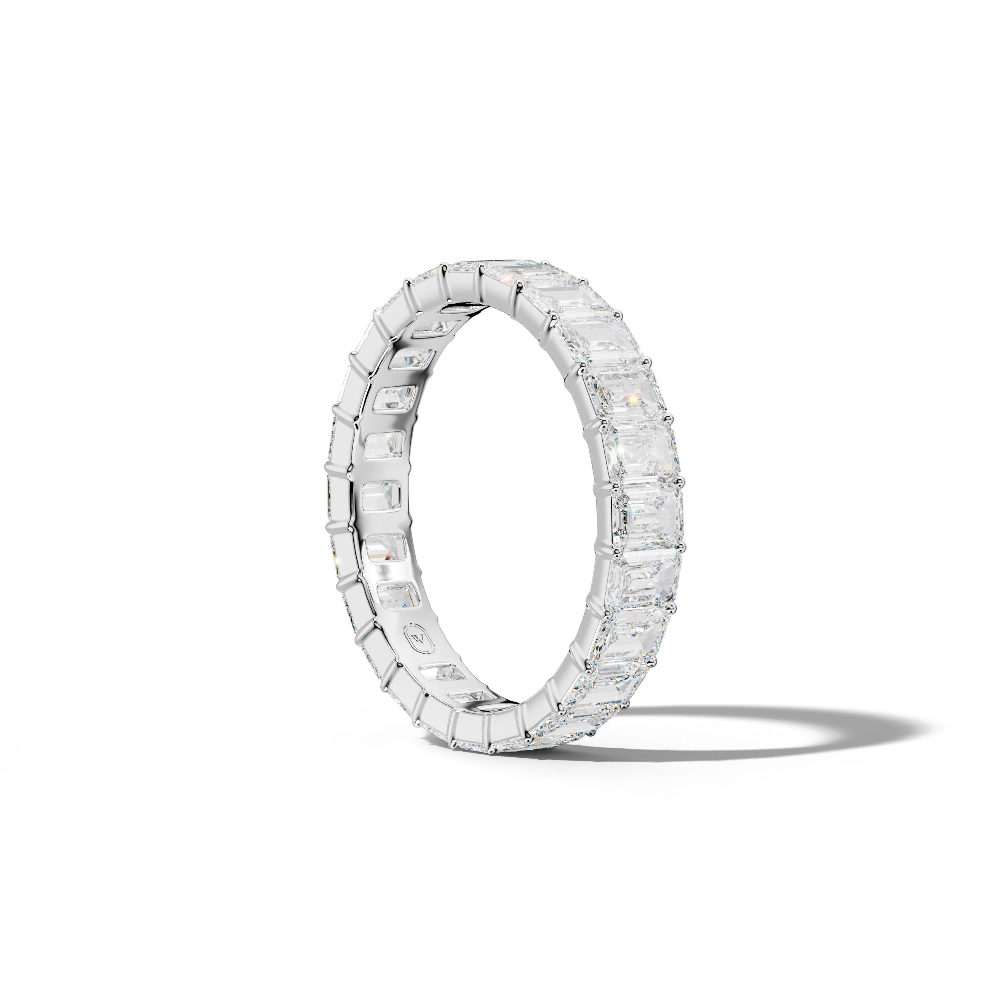 4.0 Carat Emerald Cut Diamond Eternity Band Shared Prong  Low-Set Design