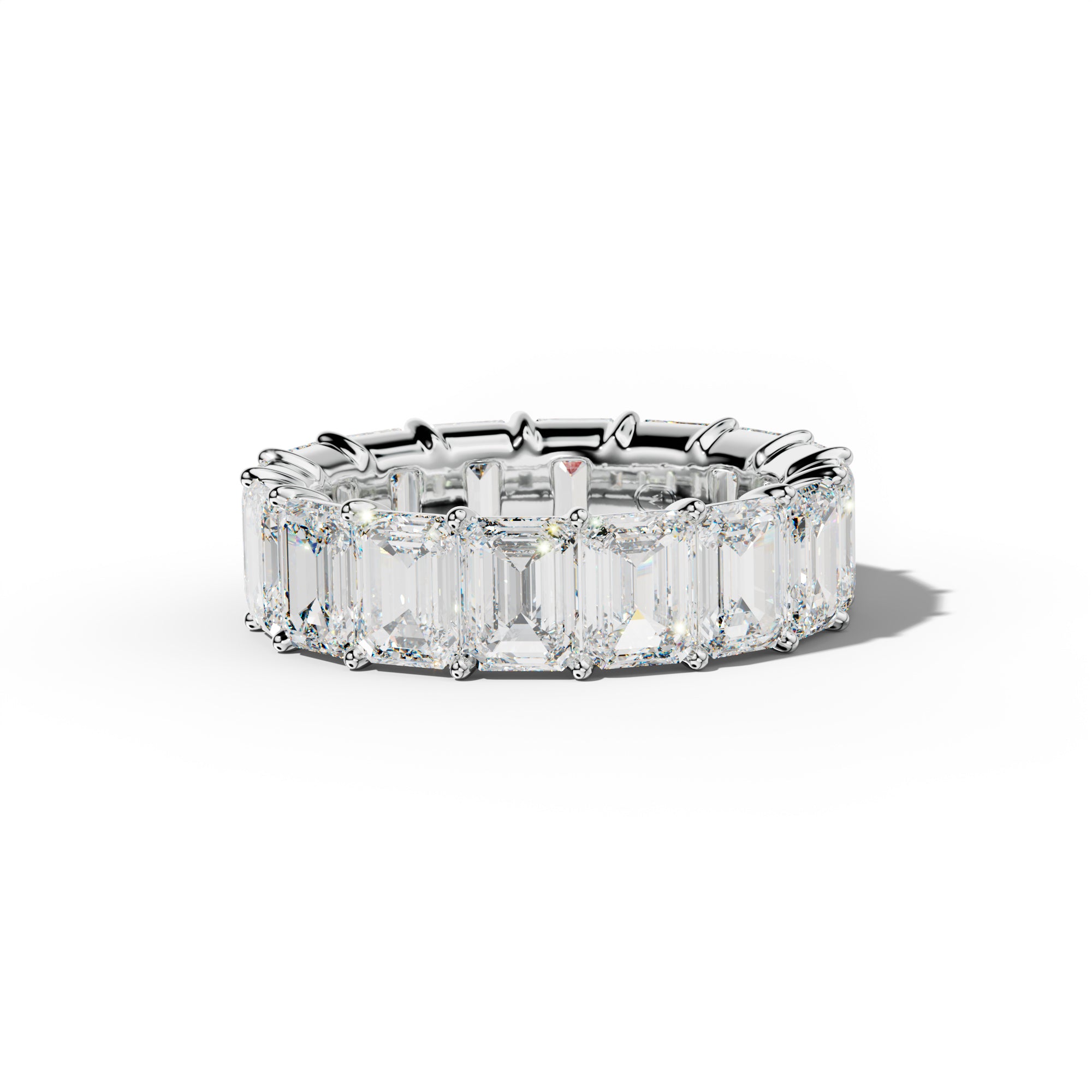 9.0 Carat Emerald Cut Diamond Eternity Band Shared Prong  Low-Set Design