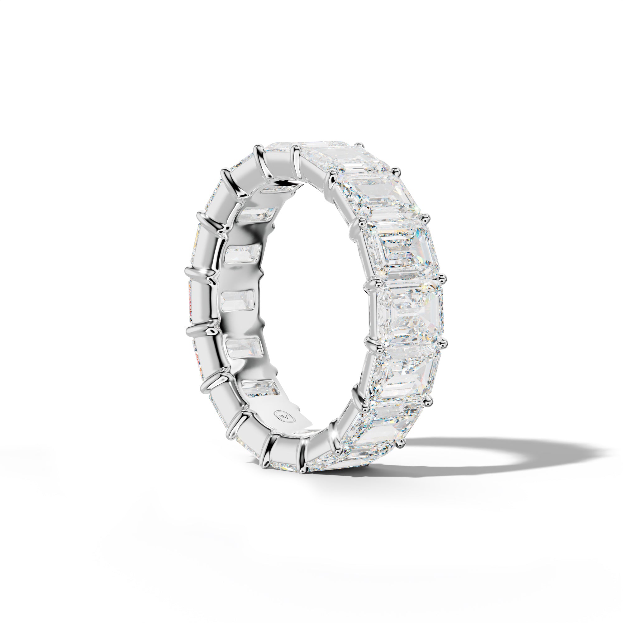 9.0 Carat Emerald Cut Diamond Eternity Band Shared Prong  Low-Set Design