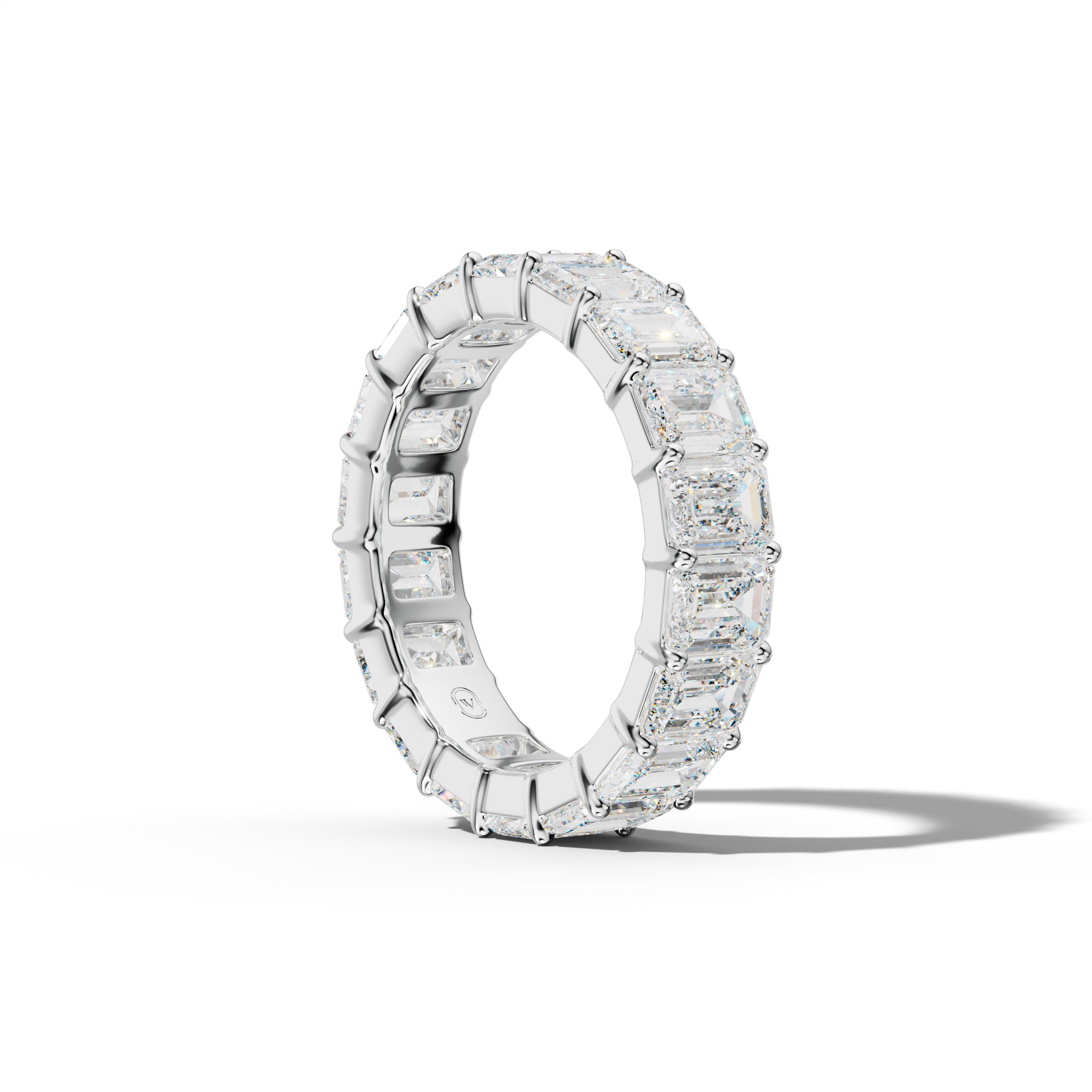 8.0 Carat Emerald Cut Diamond  Eternity Band Shared Prong Low-Set Design