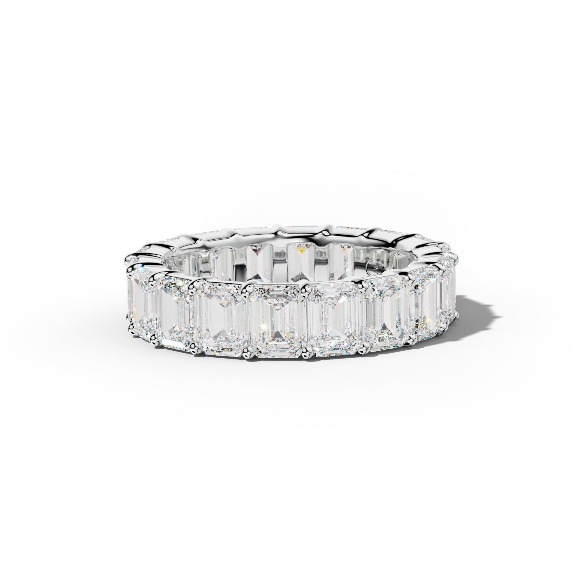 8.0 Carat Emerald Cut Diamond  Eternity Band Shared Prong Low-Set Design
