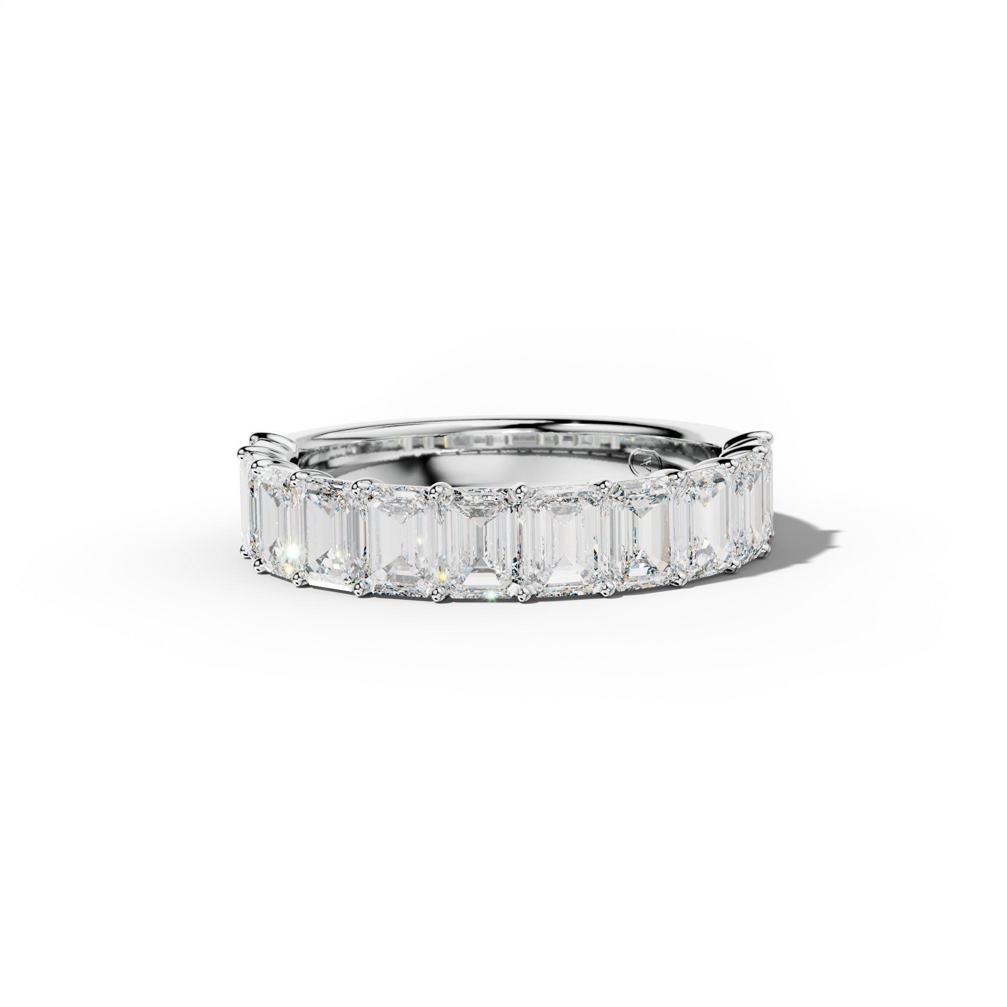 3.0 Carat Emerald Cut Diamond Half Anniversary Band Shared Prong  Low-Set Design