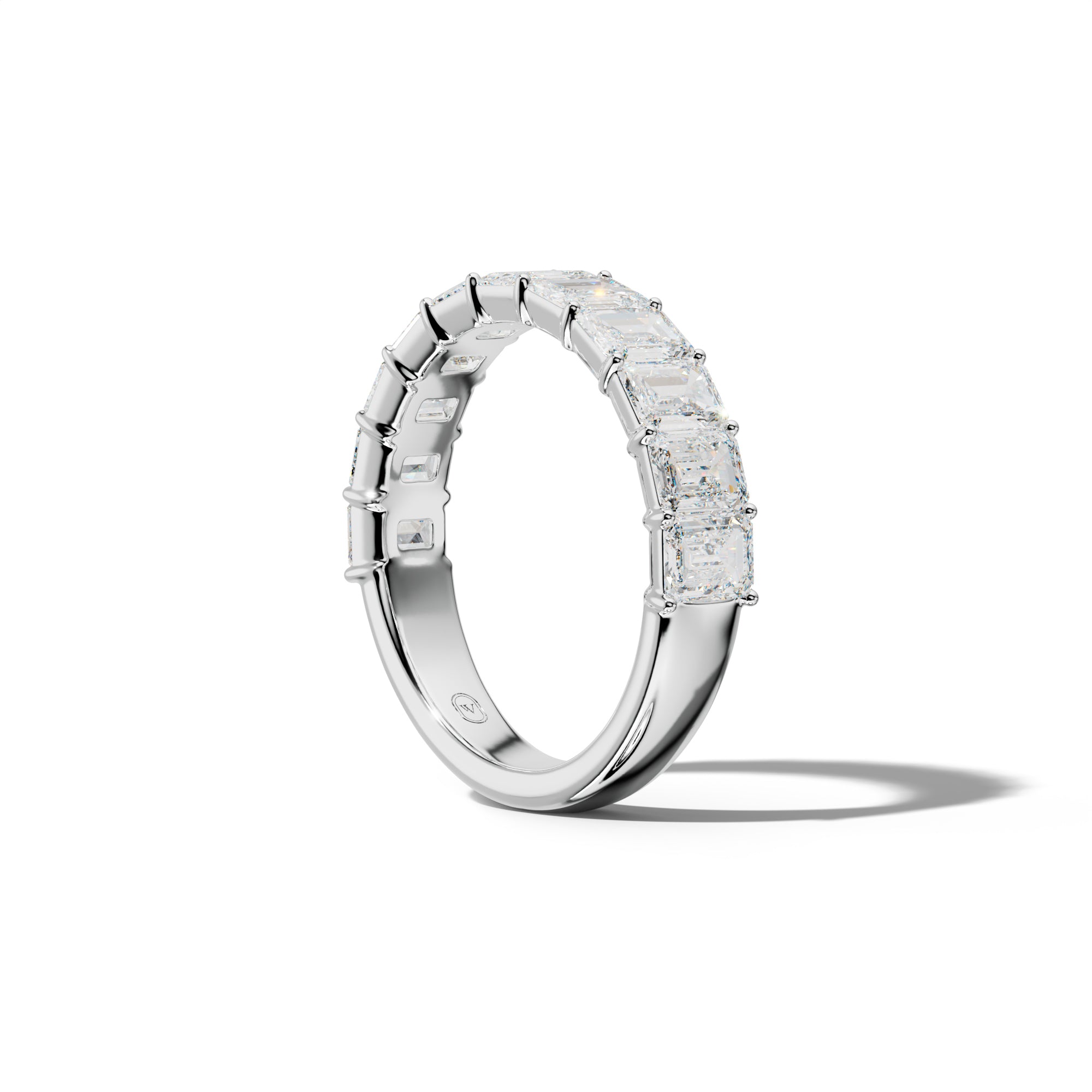 3.0 Carat Emerald Cut Diamond Half Anniversary Band Shared Prong  Low-Set Design