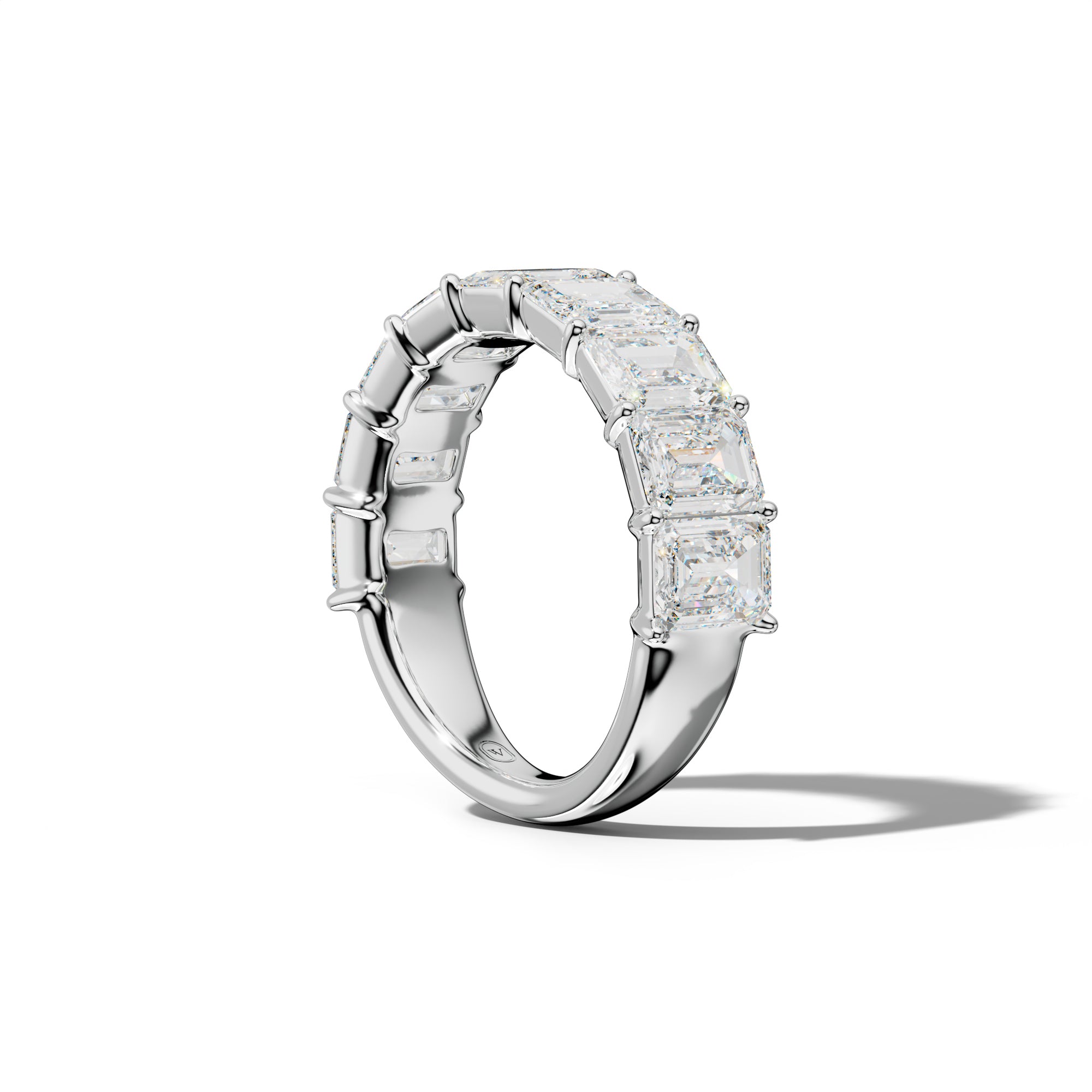 5.0 Carat Emerald Cut Diamond Half Anniversary Band Shared Prong  Low-Set Design