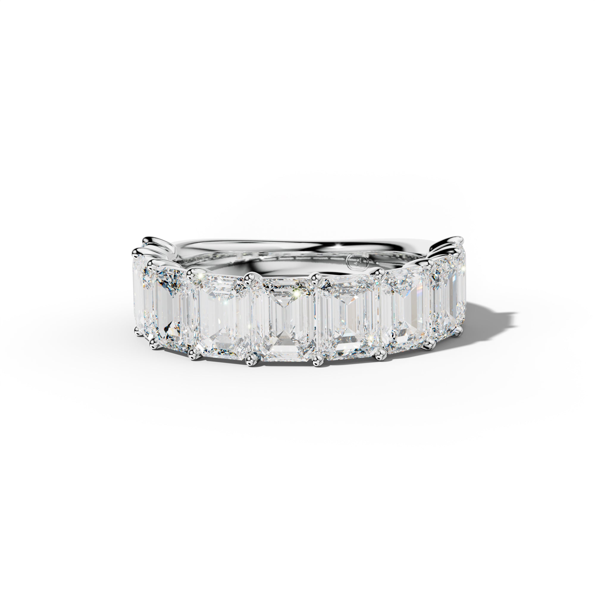 5.0 Carat Emerald Cut Diamond Half Anniversary Band Shared Prong  Low-Set Design