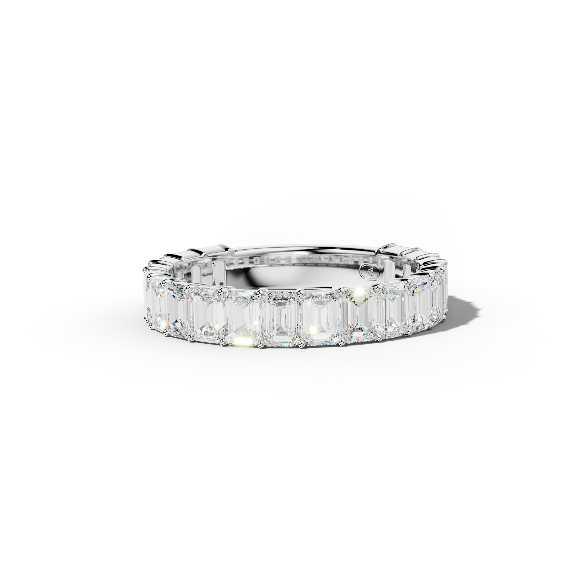 3.0 Carat Emerald Cut Diamond 3/4 Anniversary Band Shared Prong  Low-Set Design