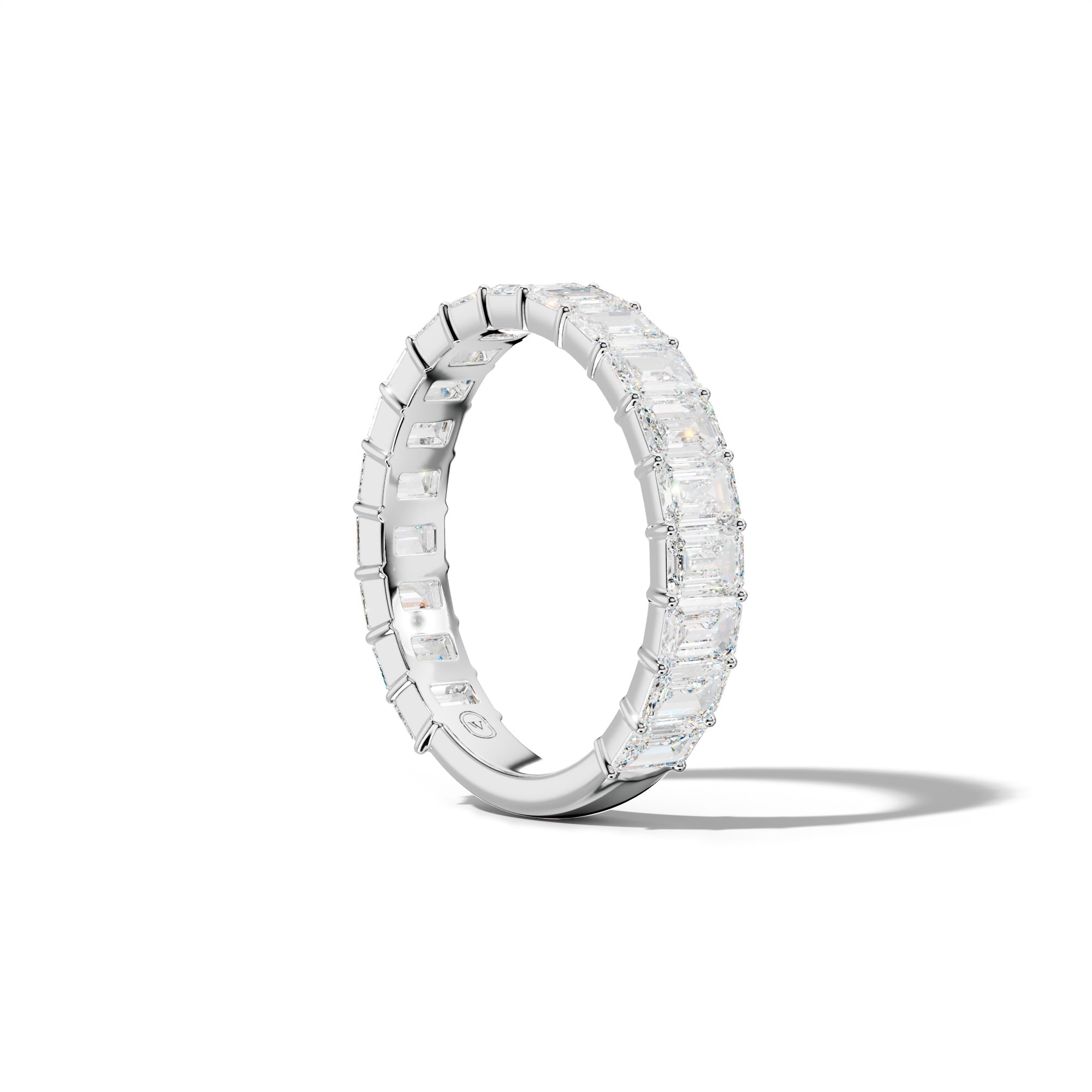 3.0 Carat Emerald Cut Diamond 3/4 Anniversary Band Shared Prong  Low-Set Design