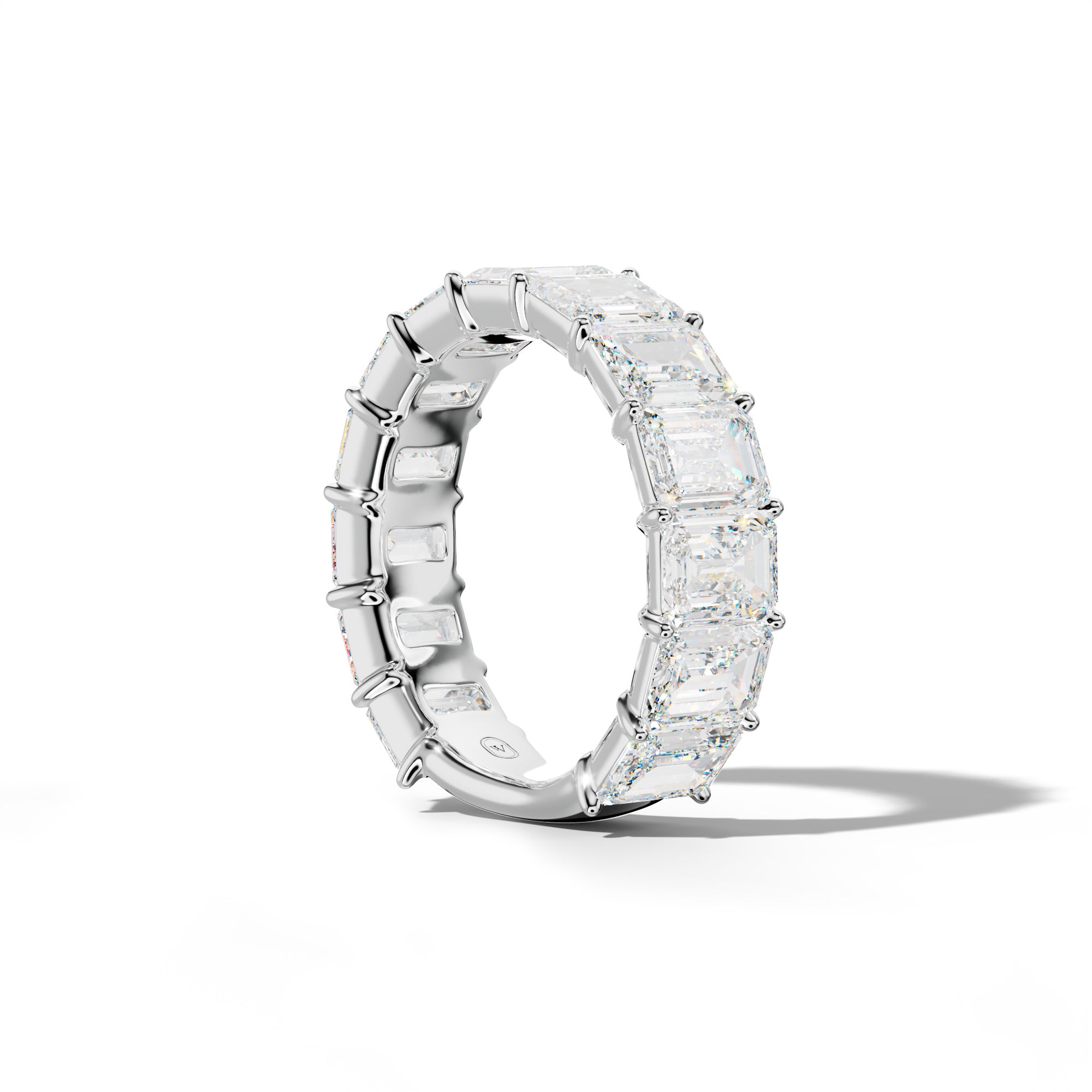 7.0 Carat Emerald Cut Diamond 3/4 Anniversary Band Shared Prong  Low-Set Design