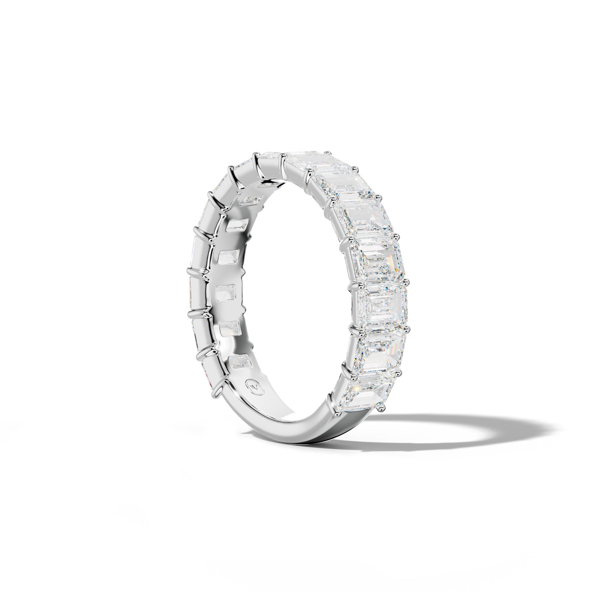 5.0 Carat Emerald Cut Diamond 3/4 Anniversary Band Shared Prong  Low-Set Design