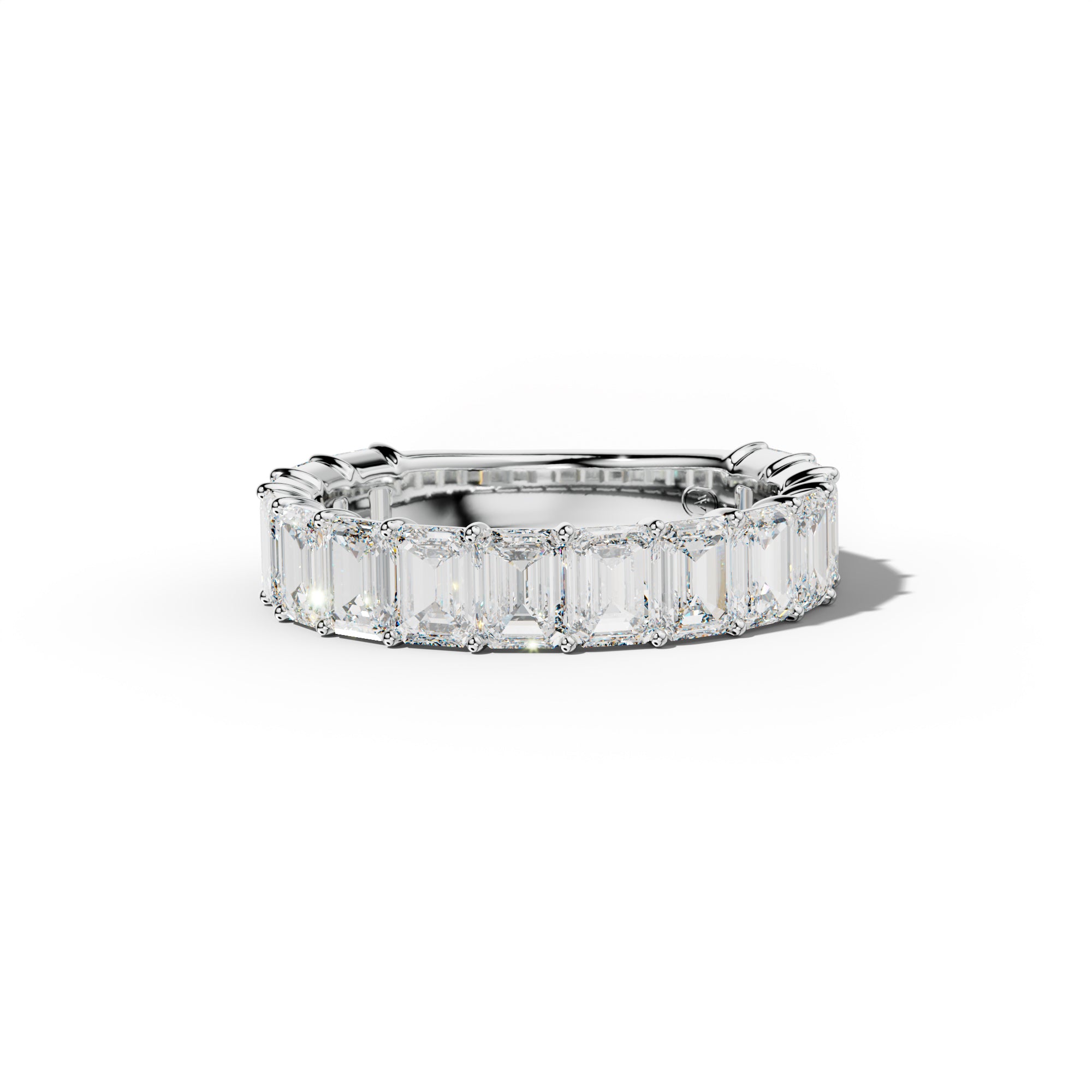 5.0 Carat Emerald Cut Diamond 3/4 Anniversary Band Shared Prong  Low-Set Design