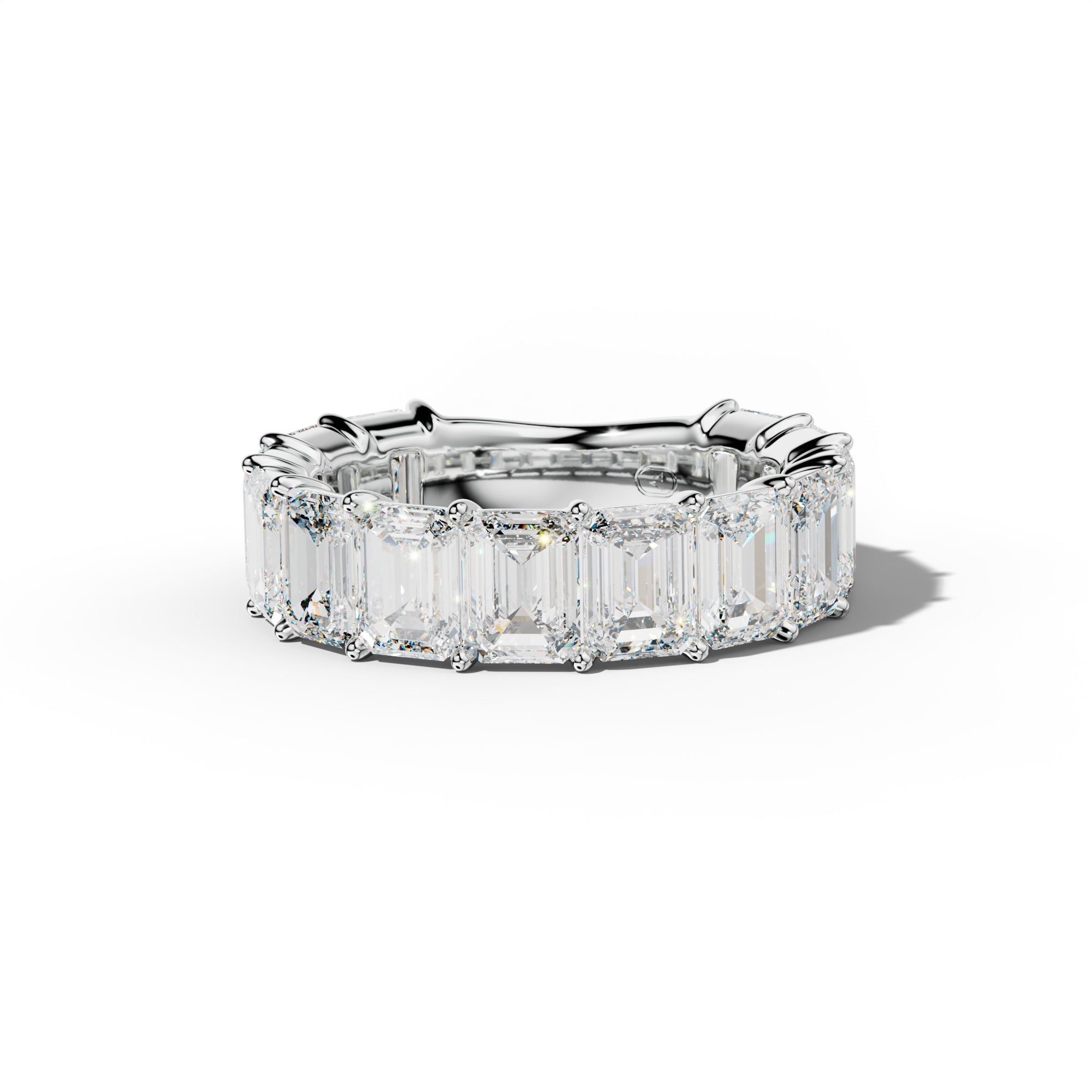 7.0 Carat Emerald Cut Diamond 3/4 Anniversary Band Shared Prong  Low-Set Design
