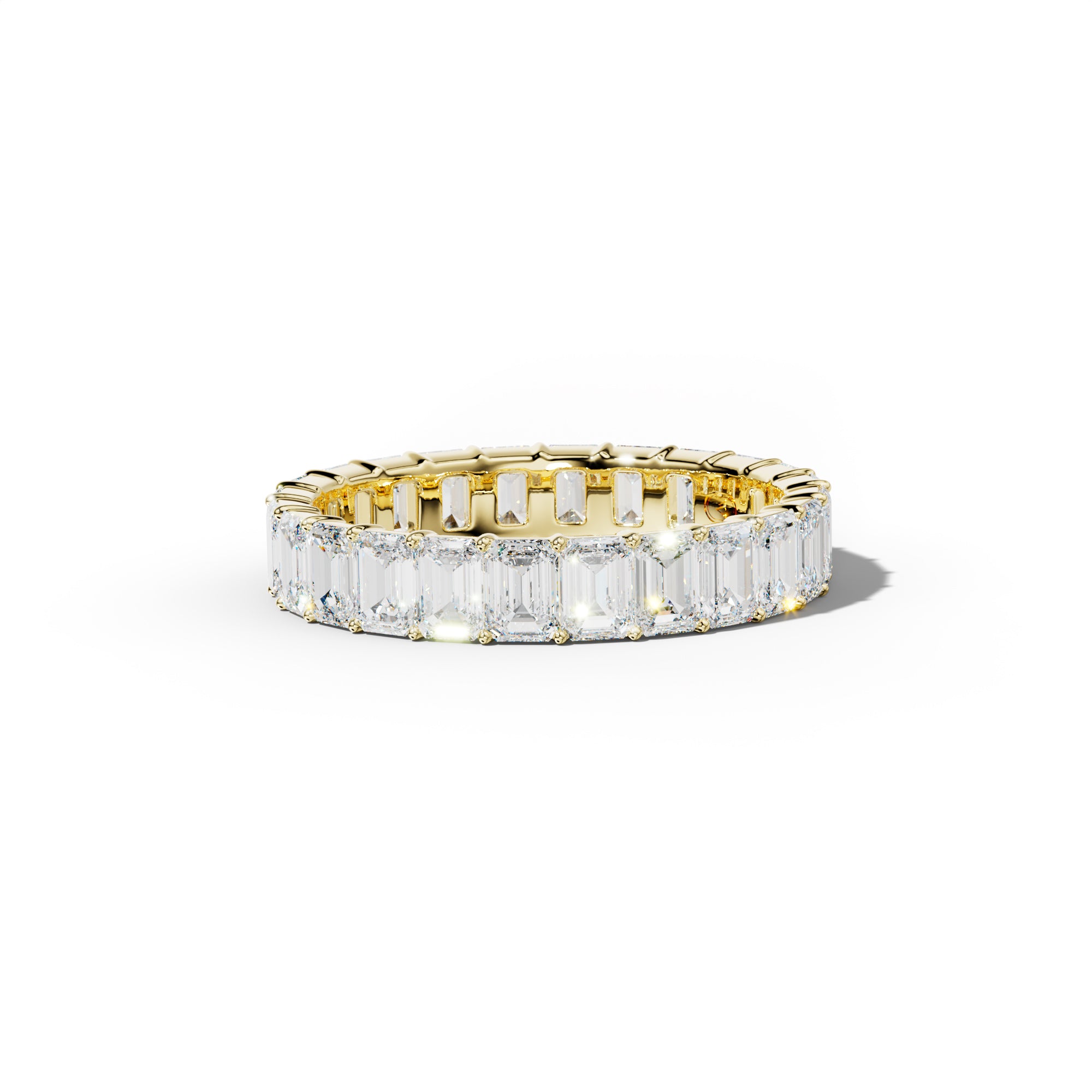 4.0 Carat Emerald Cut Diamond Eternity Band Shared Prong  Low-Set Design