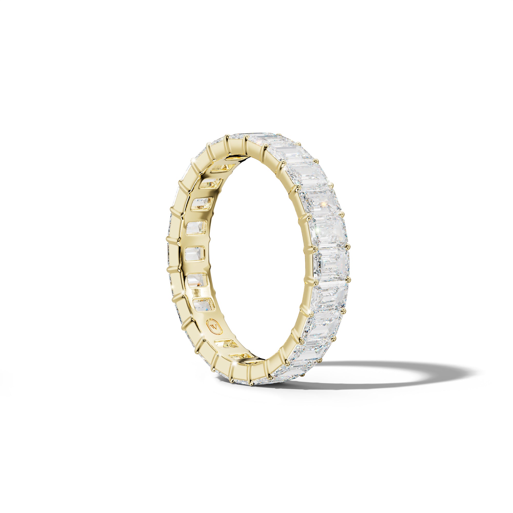 4.0 Carat Emerald Cut Diamond Eternity Band Shared Prong  Low-Set Design
