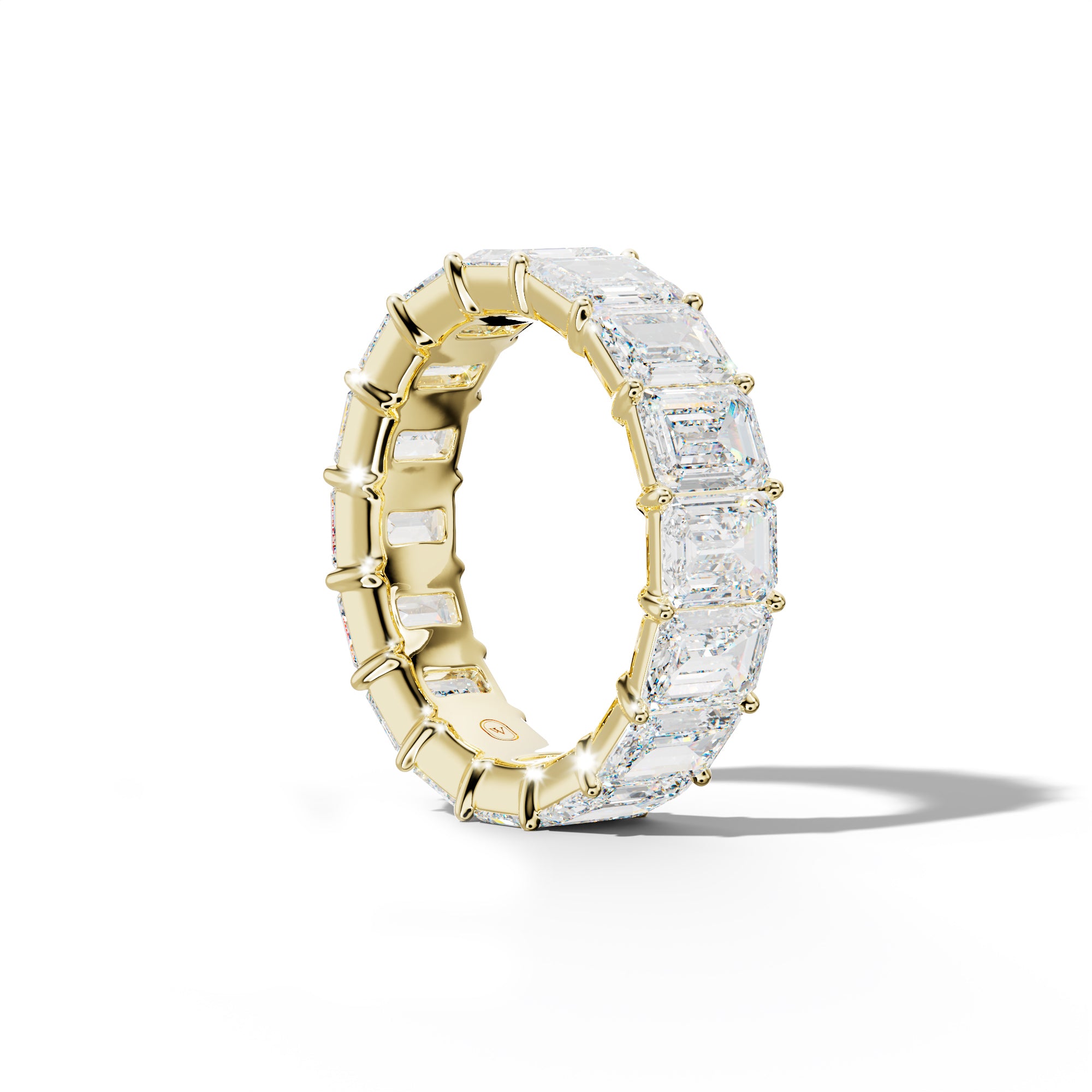 9.0 Carat Emerald Cut Diamond Eternity Band Shared Prong  Low-Set Design