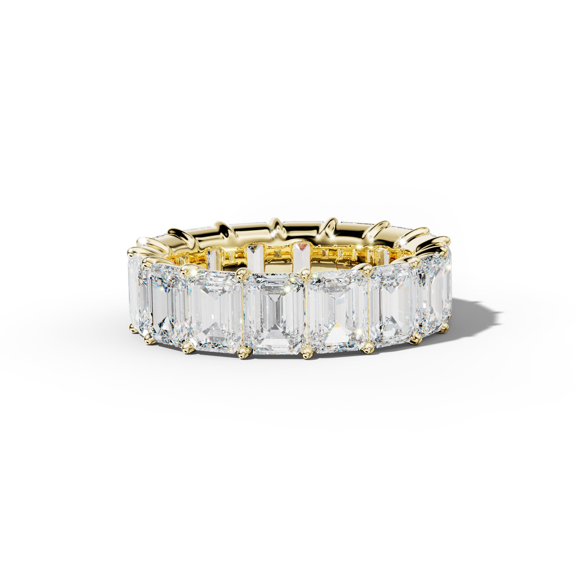9.0 Carat Emerald Cut Diamond Eternity Band Shared Prong  Low-Set Design