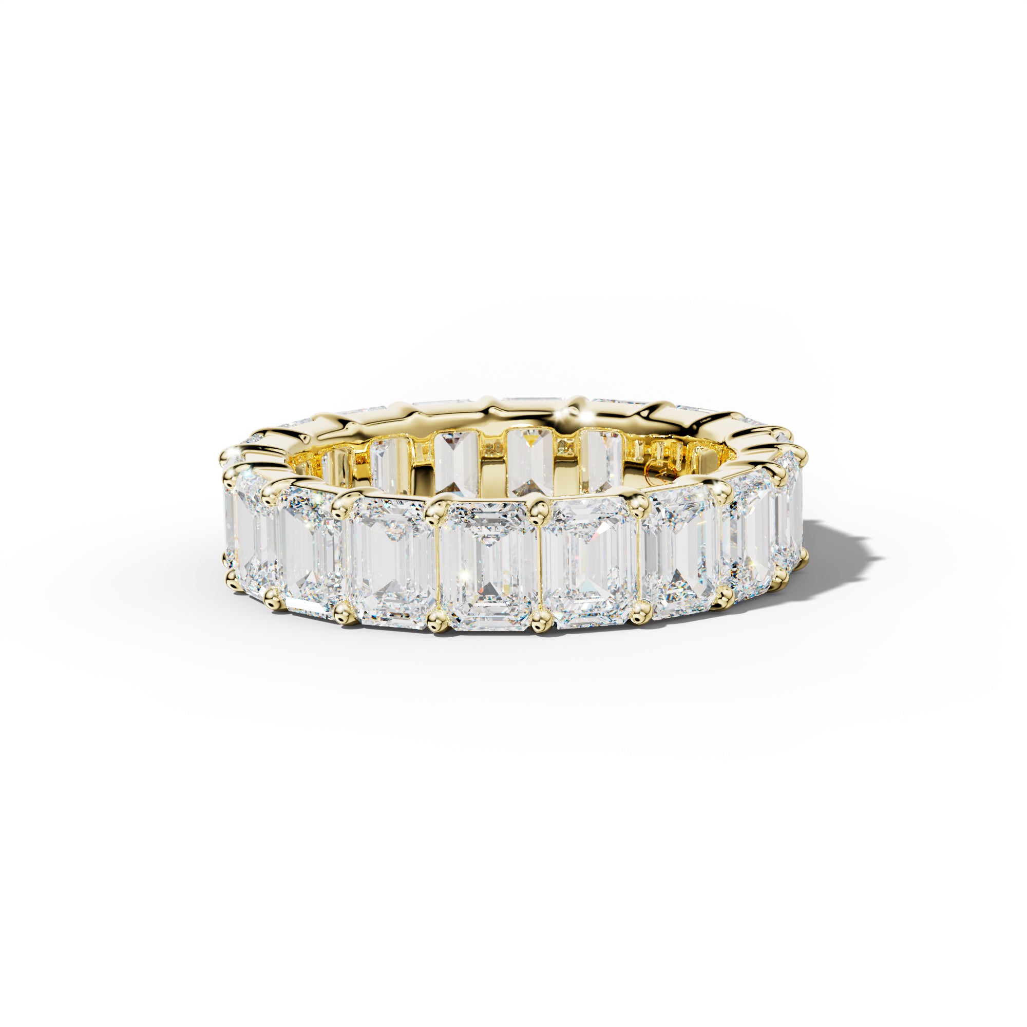 8.0 Carat Emerald Cut Diamond  Eternity Band Shared Prong Low-Set Design