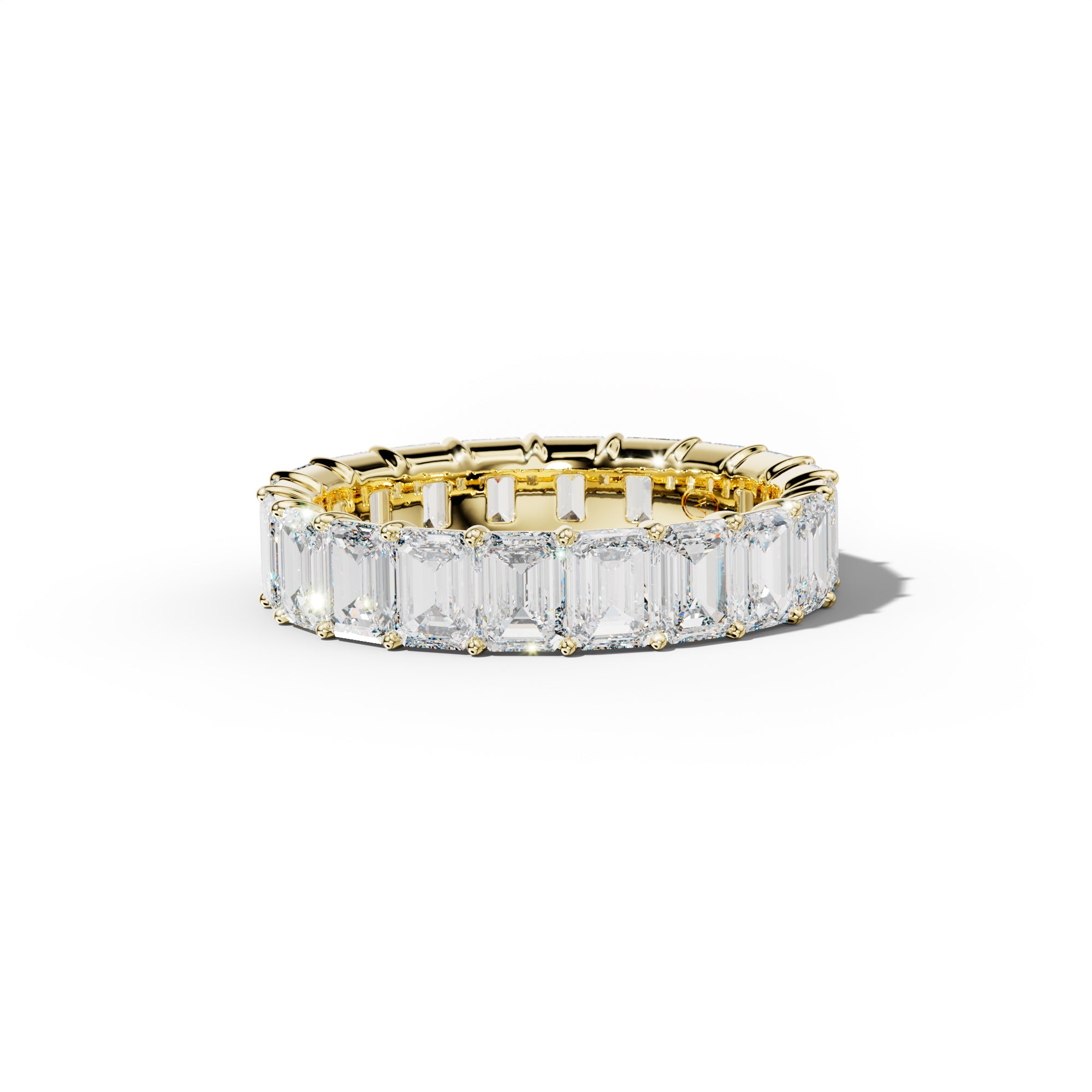 6.0 Carat Emerald Cut Diamond Eternity Band Shared Prong  Low-Set Design