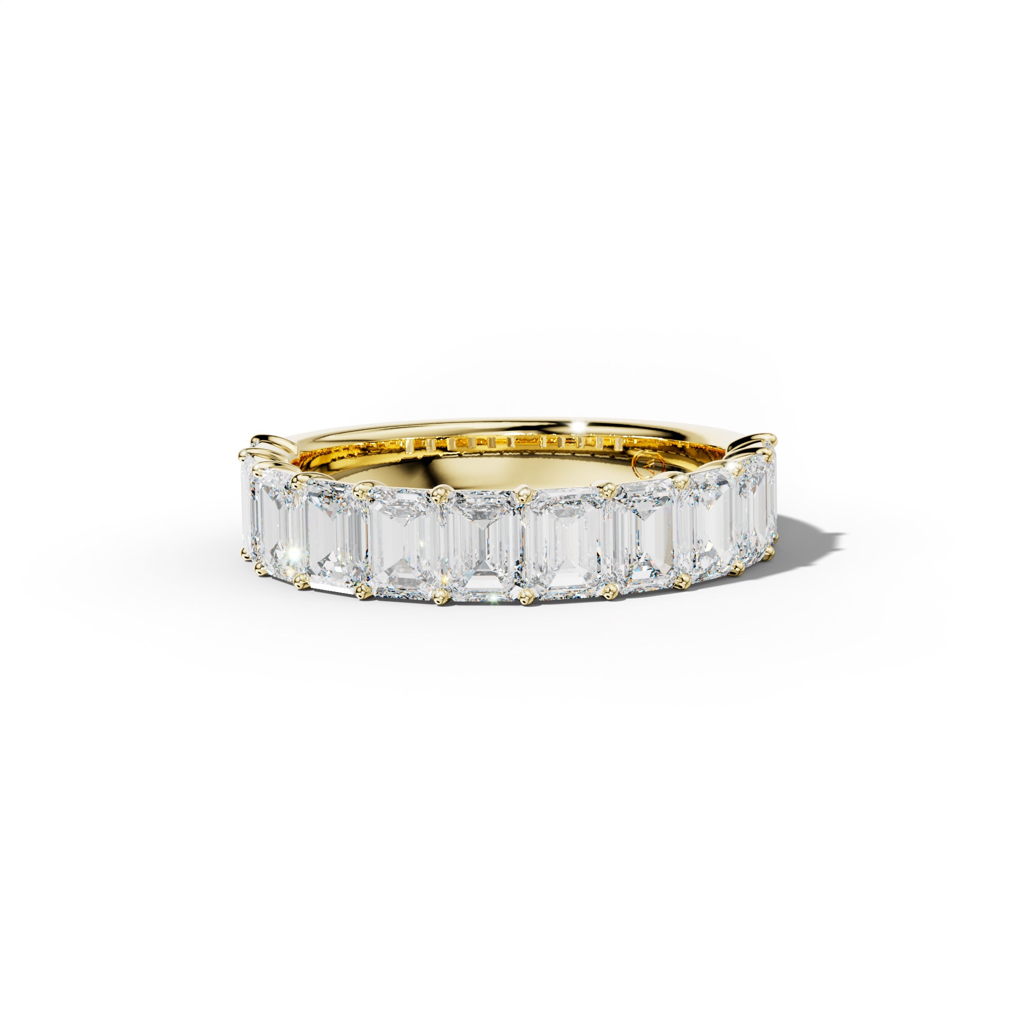 3.0 Carat Emerald Cut Diamond Half Anniversary Band Shared Prong  Low-Set Design