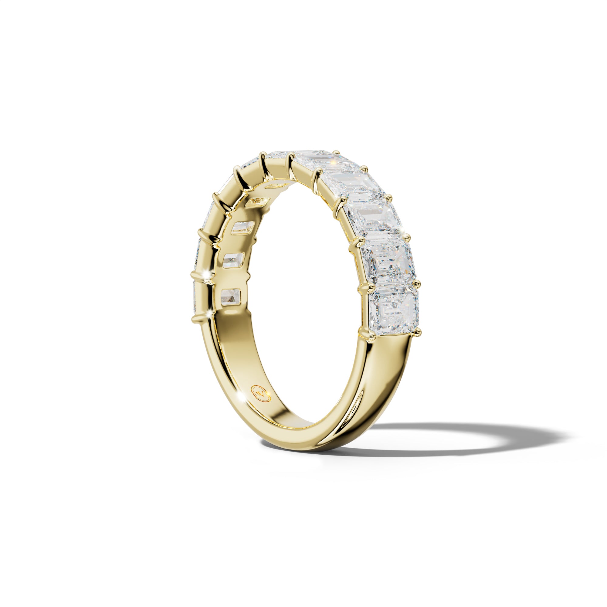 3.0 Carat Emerald Cut Diamond Half Anniversary Band Shared Prong  Low-Set Design