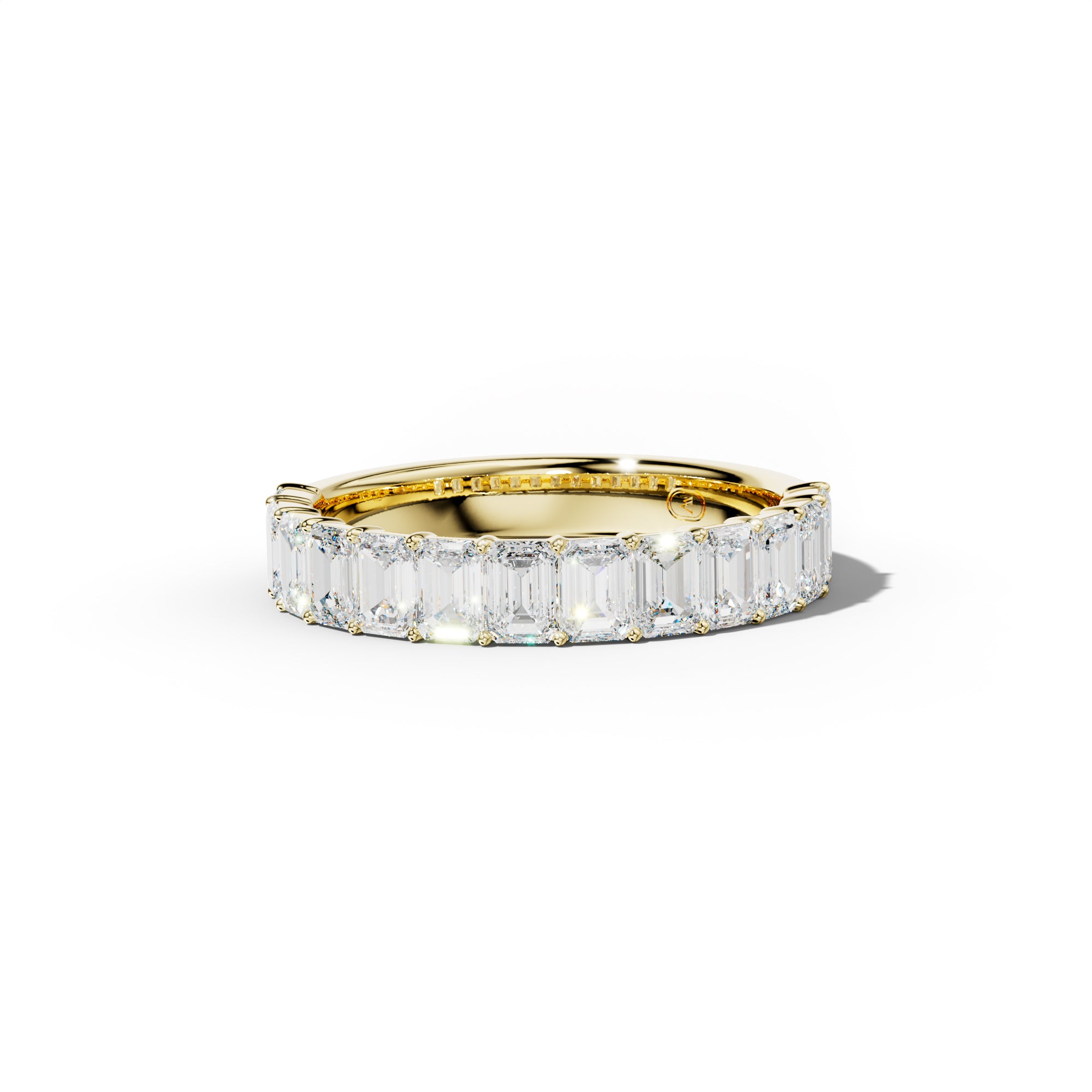 2.0 Carat Emerald Cut Diamond Half Anniversary Band Shared Prong  Low-Set Design