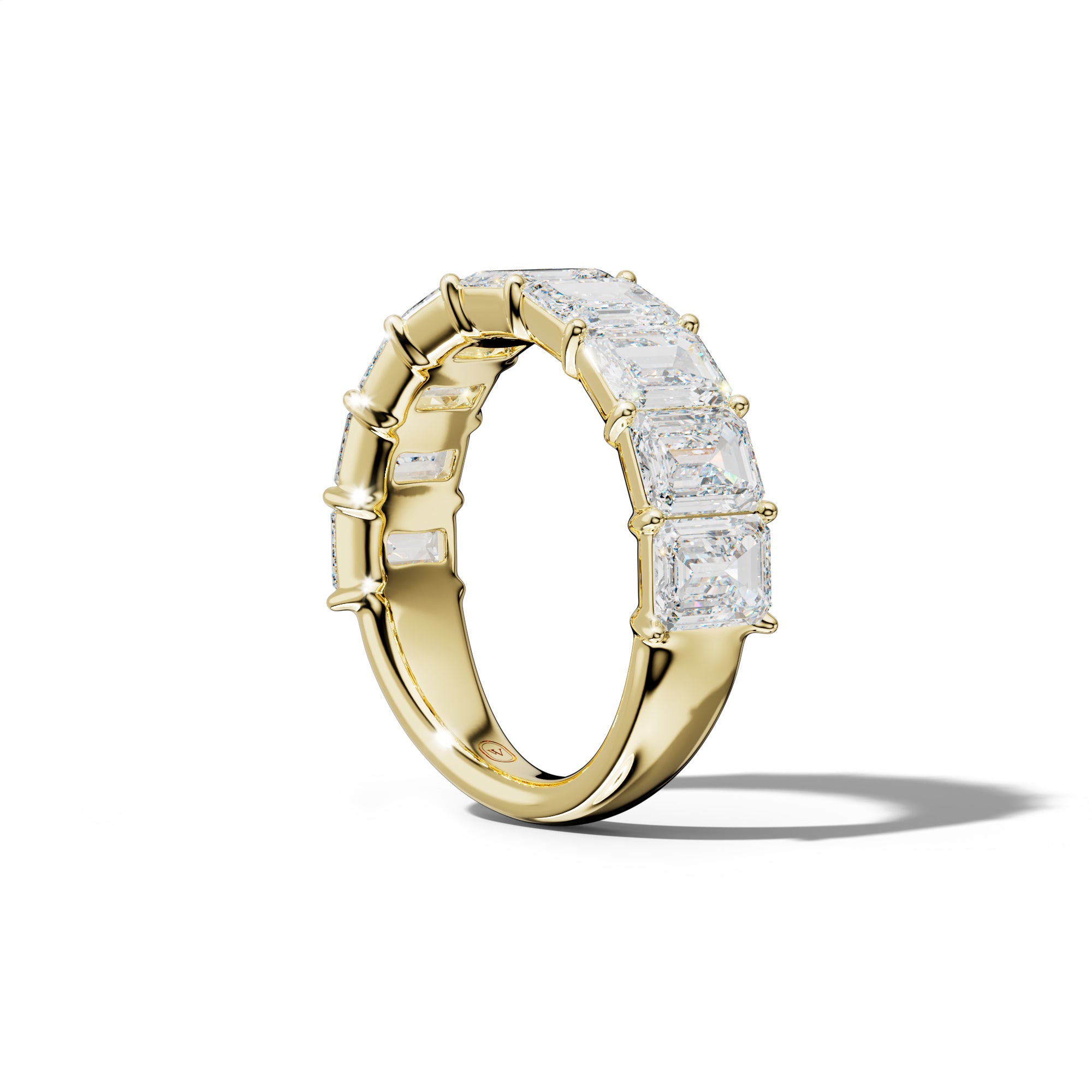 5.0 Carat Emerald Cut Diamond Half Anniversary Band Shared Prong  Low-Set Design