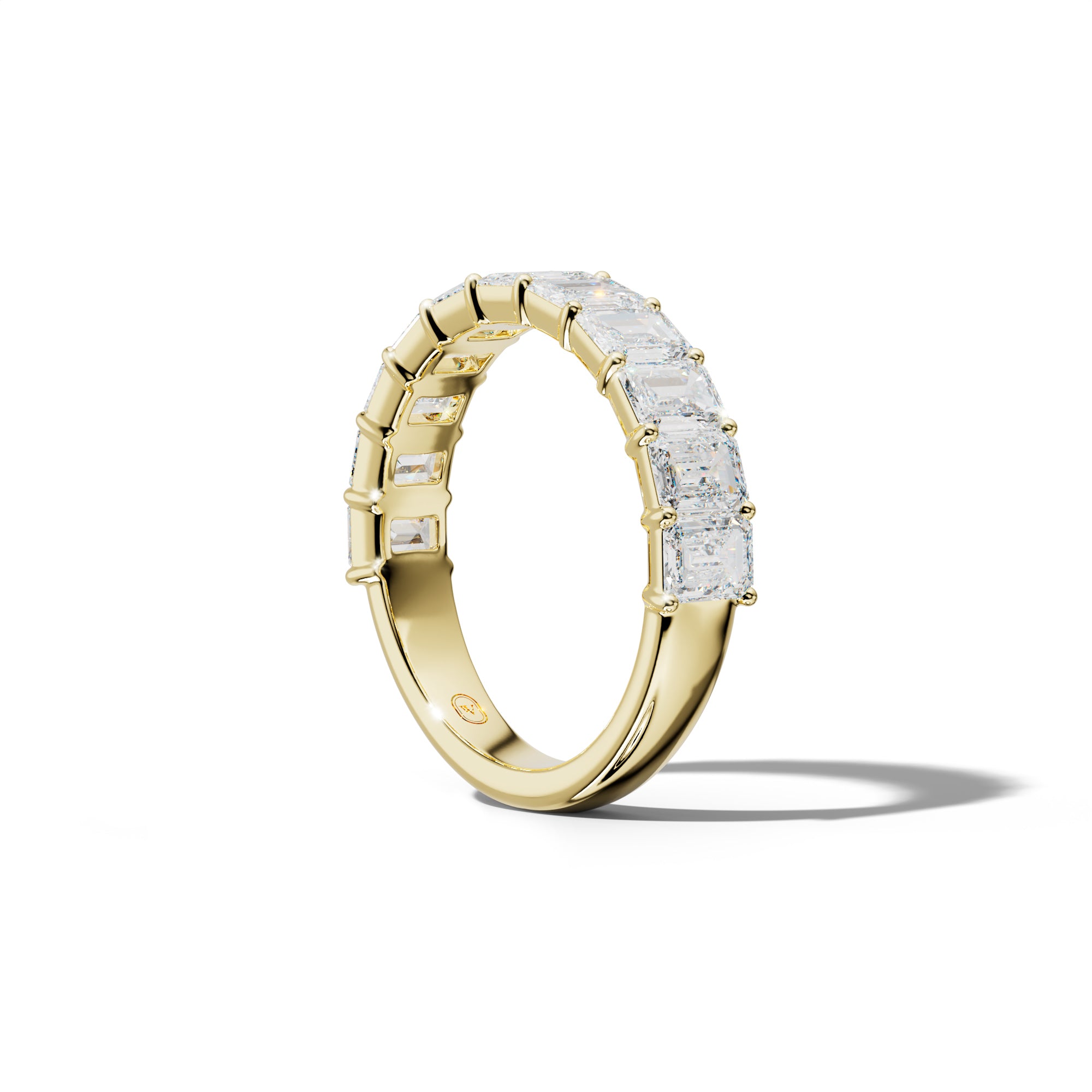 2.0 Carat Emerald Cut Diamond Half Anniversary Band Shared Prong  Low-Set Design
