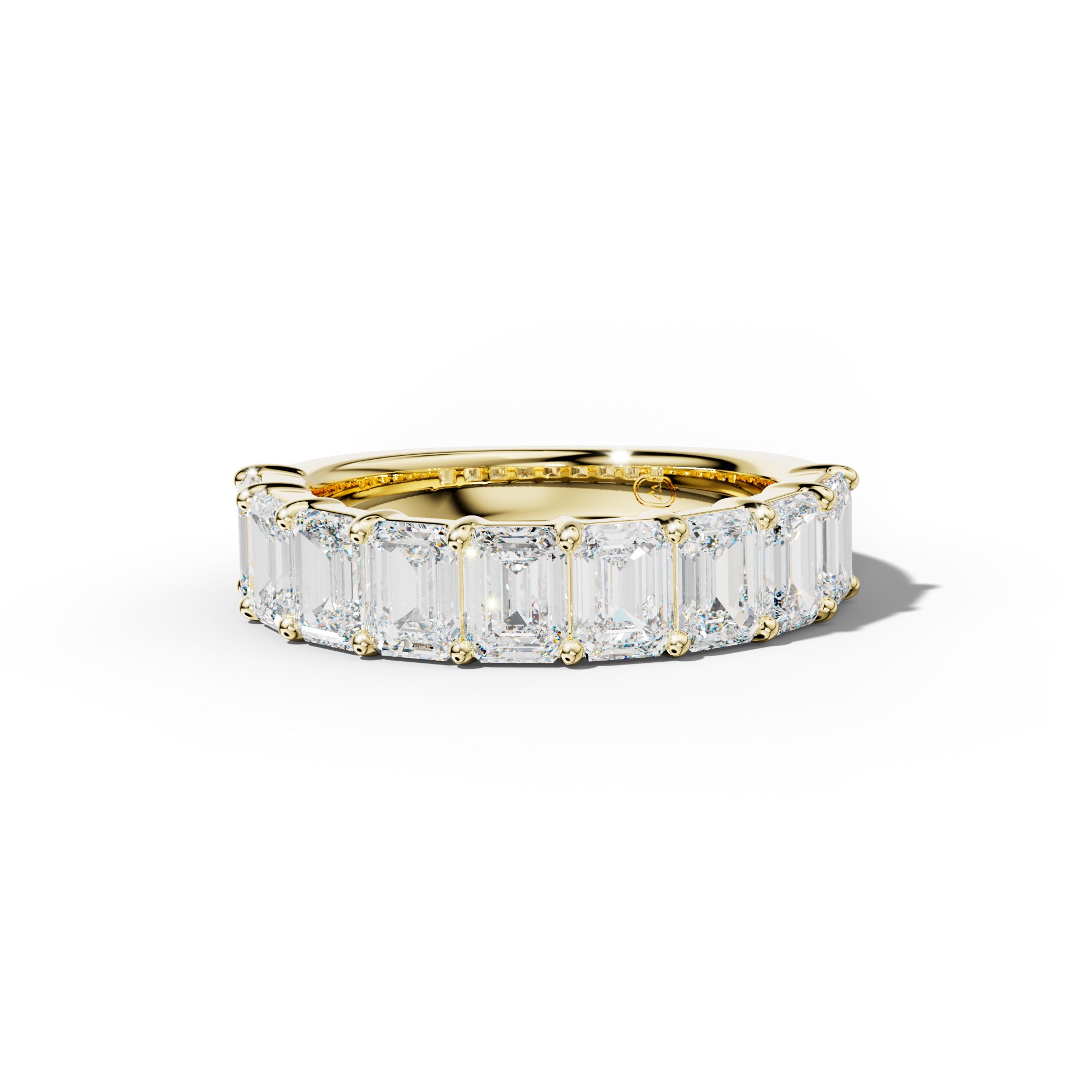 4.0 Carat Emerald Cut Diamond Half Anniversary Band Shared Prong  Low-Set Design