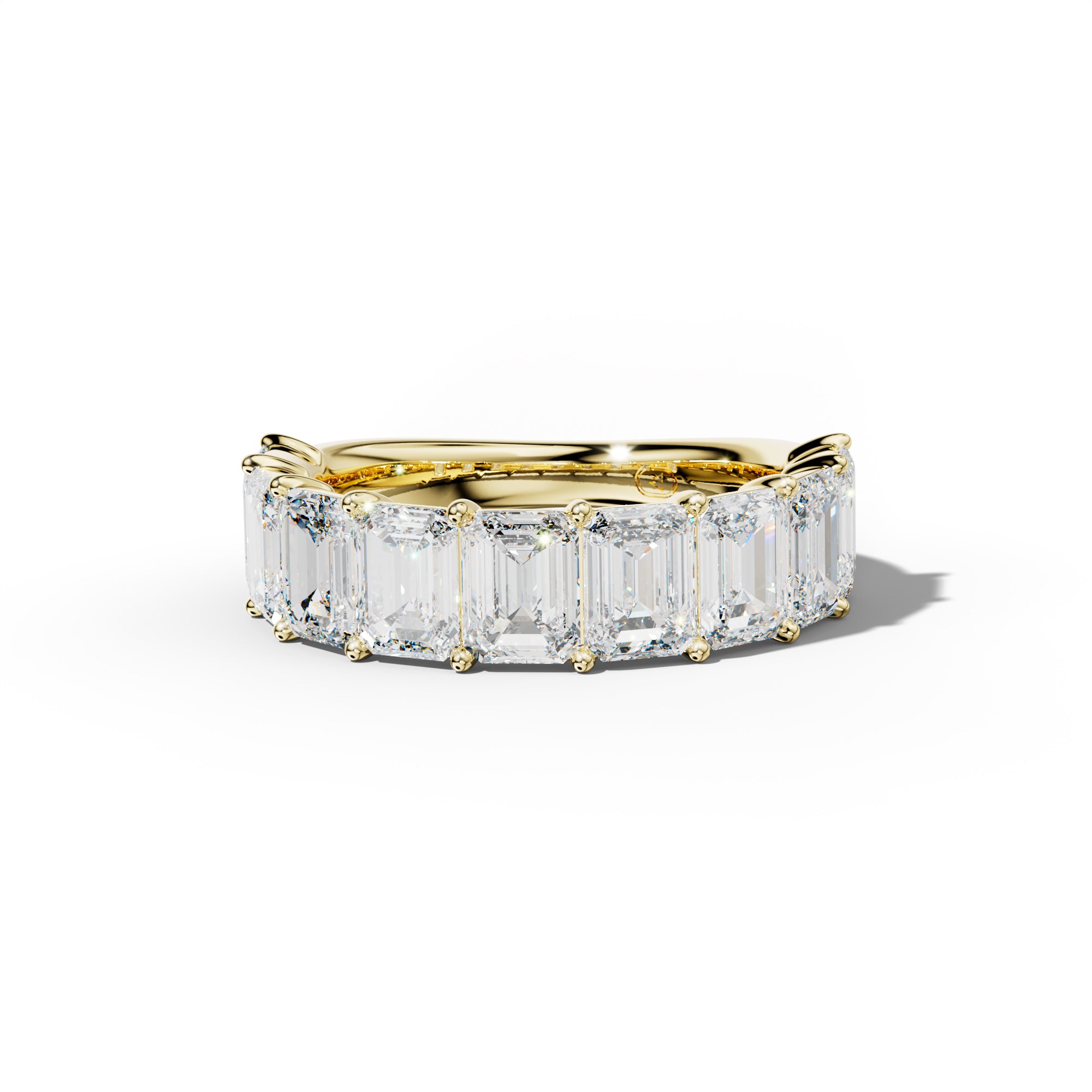 5.0 Carat Emerald Cut Diamond Half Anniversary Band Shared Prong  Low-Set Design