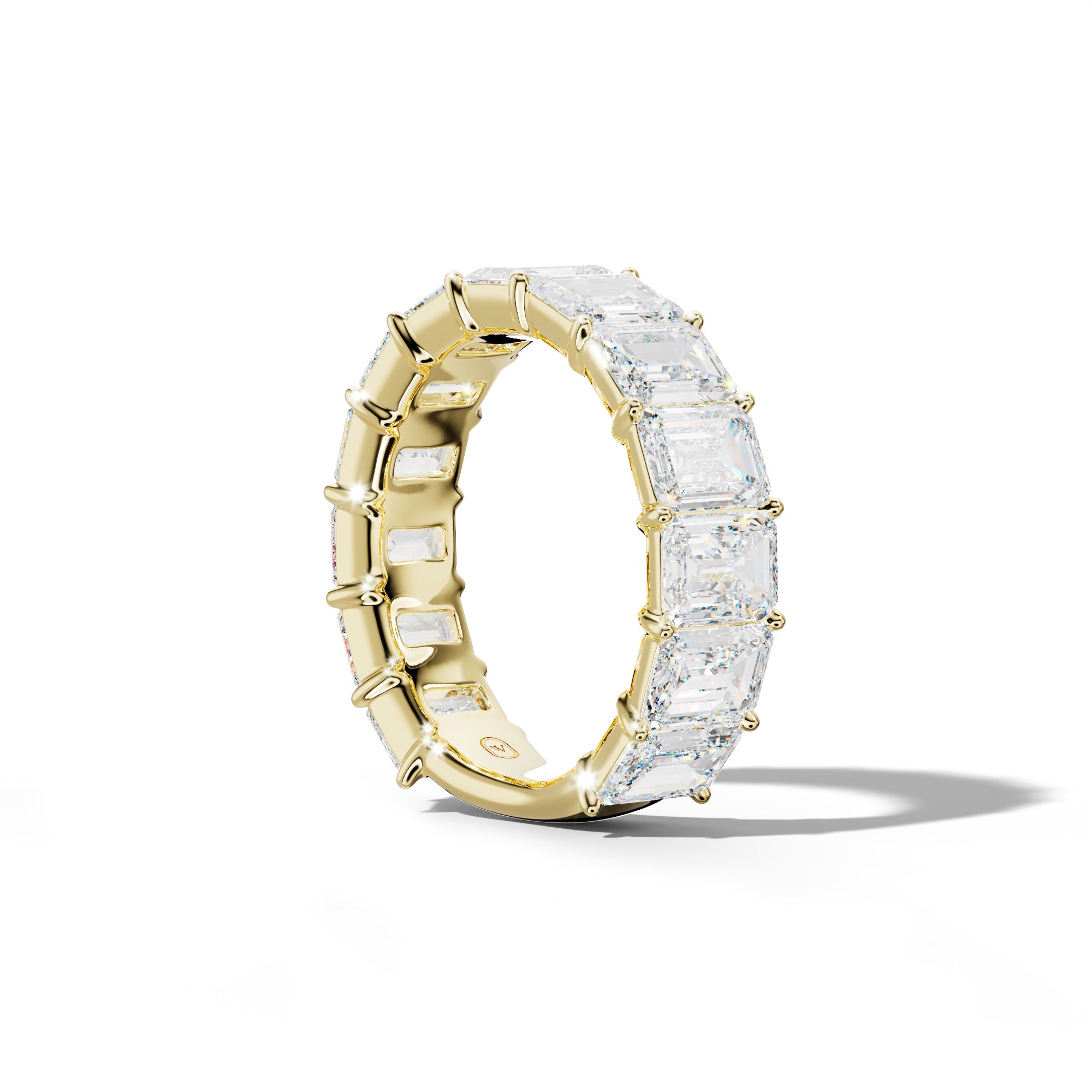 7.0 Carat Emerald Cut Diamond 3/4 Anniversary Band Shared Prong  Low-Set Design