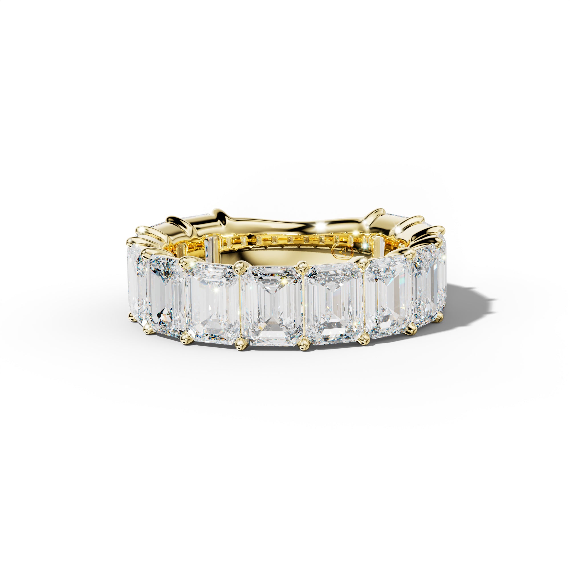 7.0 Carat Emerald Cut Diamond 3/4 Anniversary Band Shared Prong  Low-Set Design